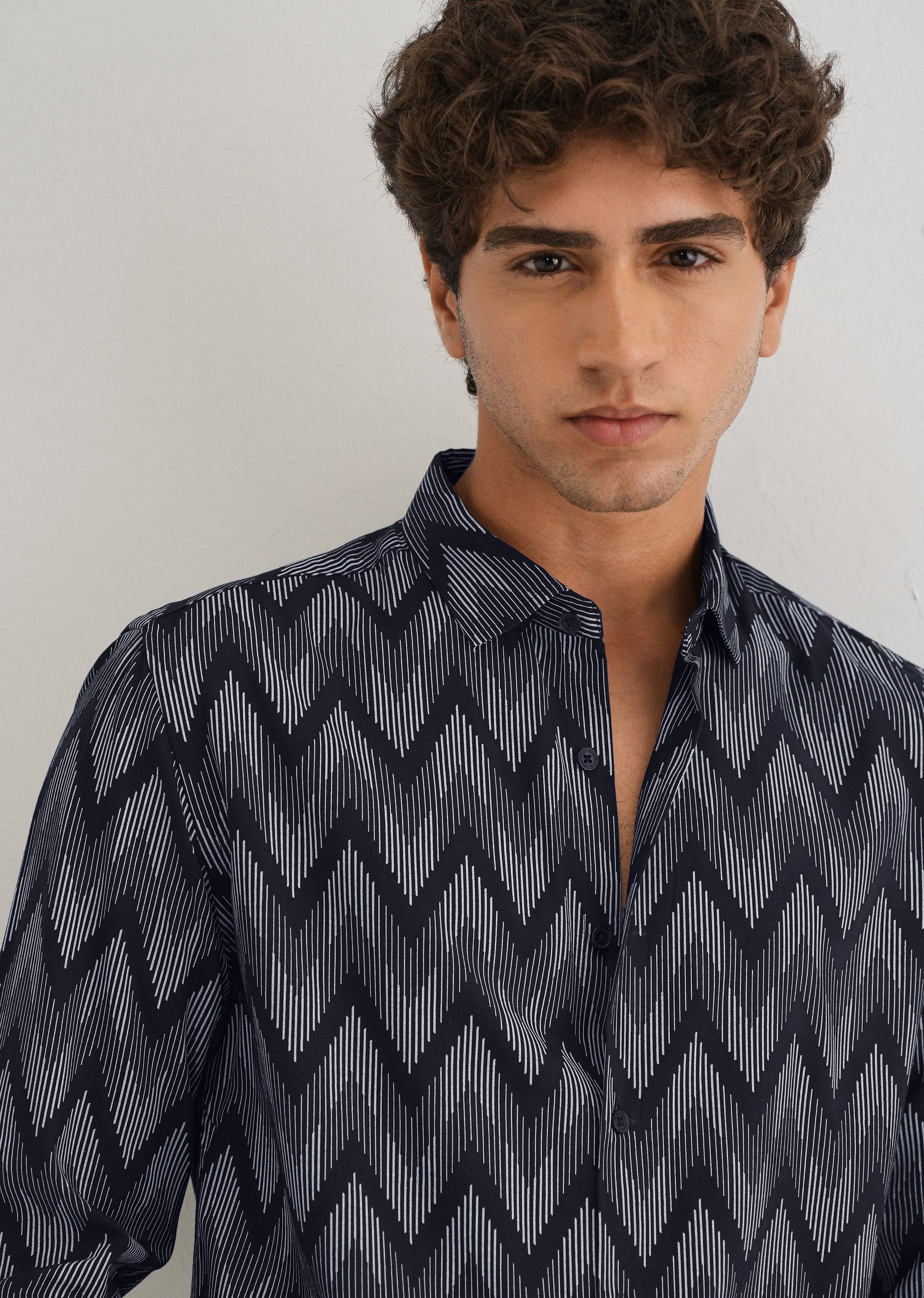 Blue Chevron Printed Shirt