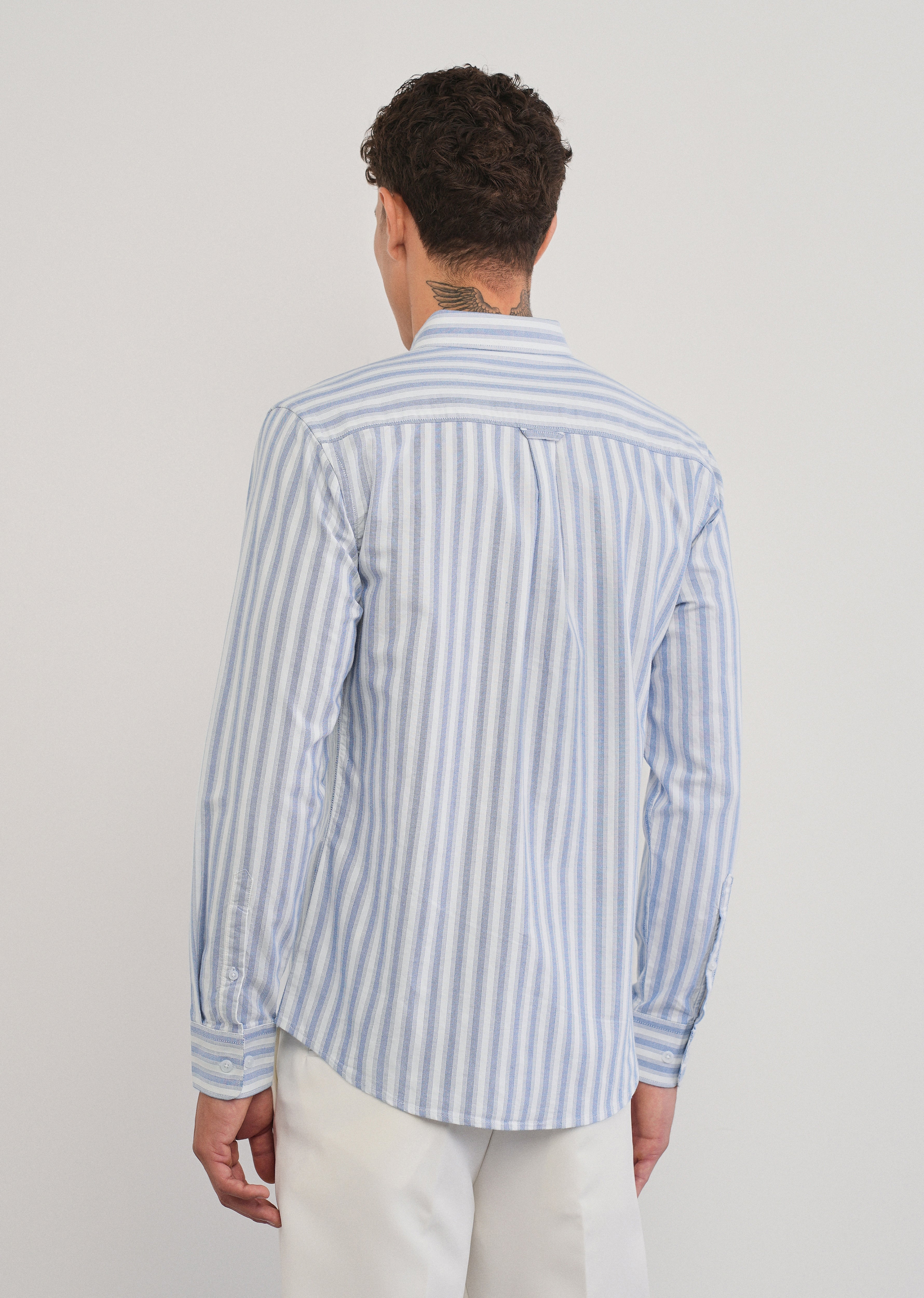 Blue Classic Cotton Stripe Shirt