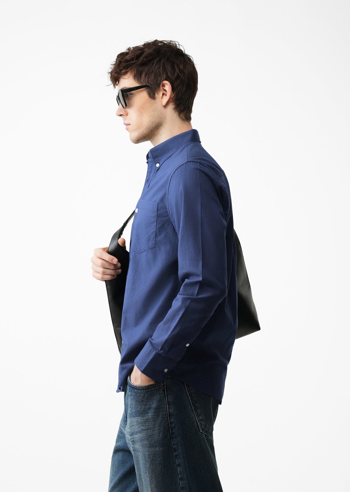 Blue Plain Oxford Cotton Shirt