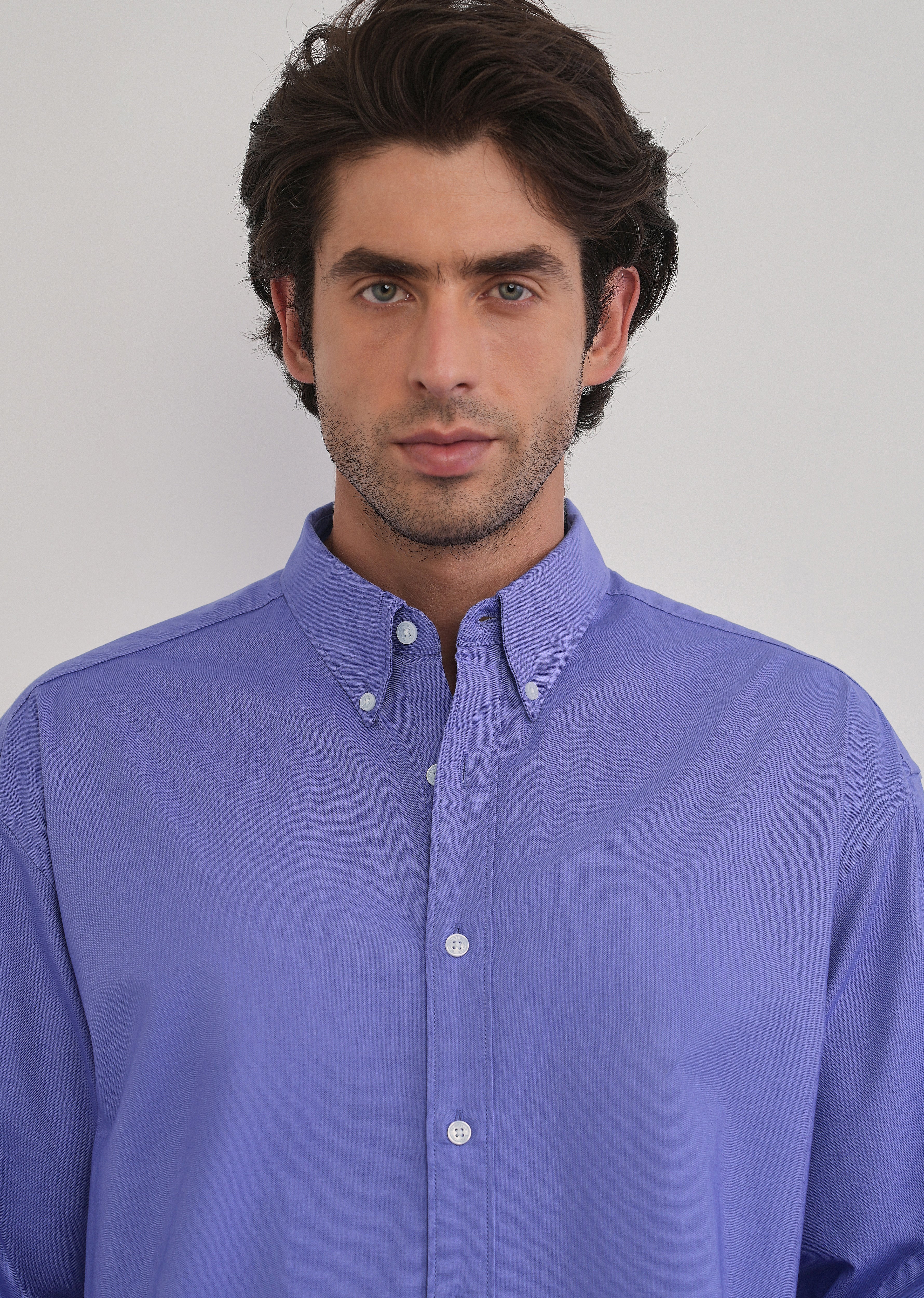 Lavender Cotton Stretch Oversized Shirt