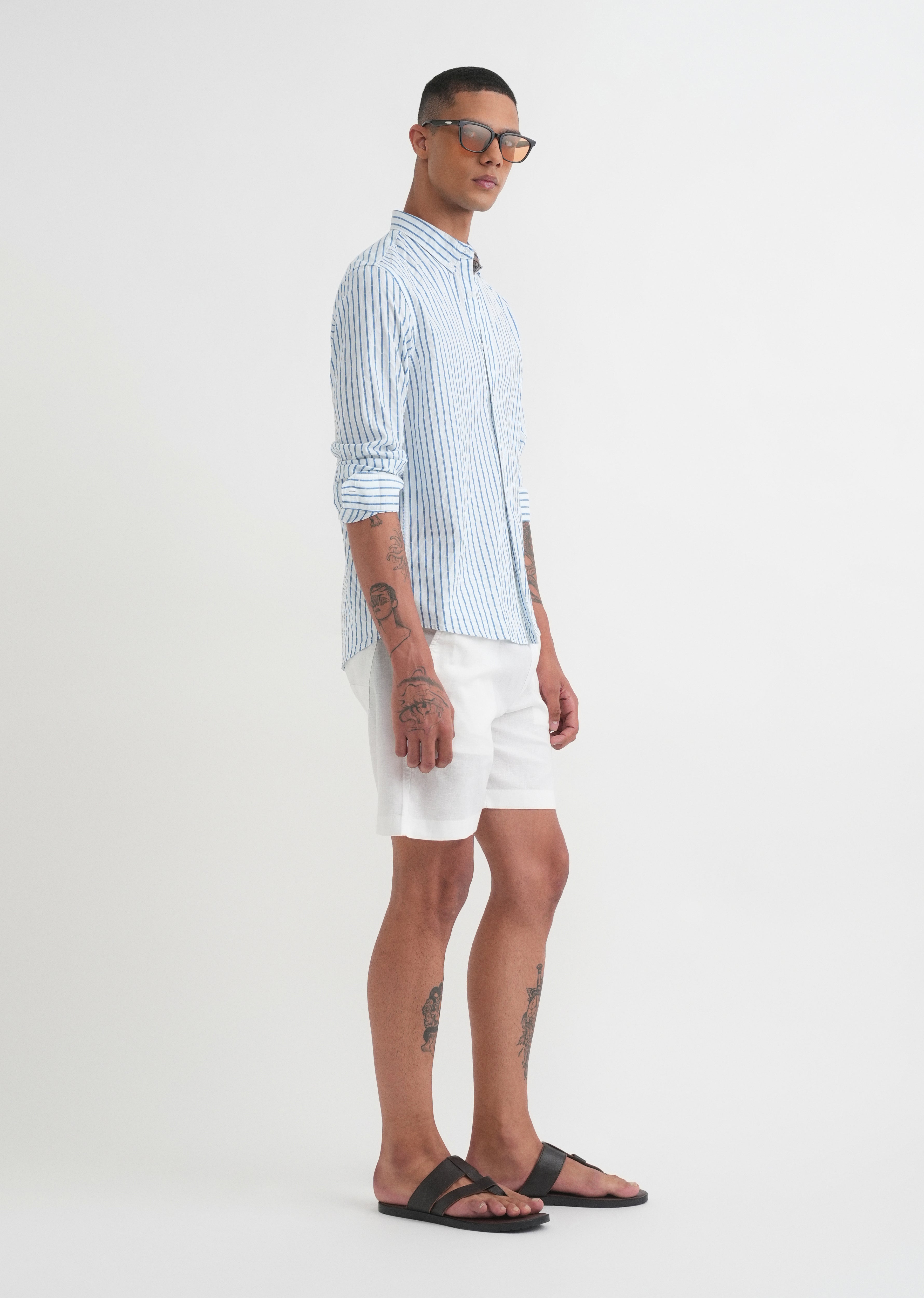 Blue Cotton Stripe Shirt