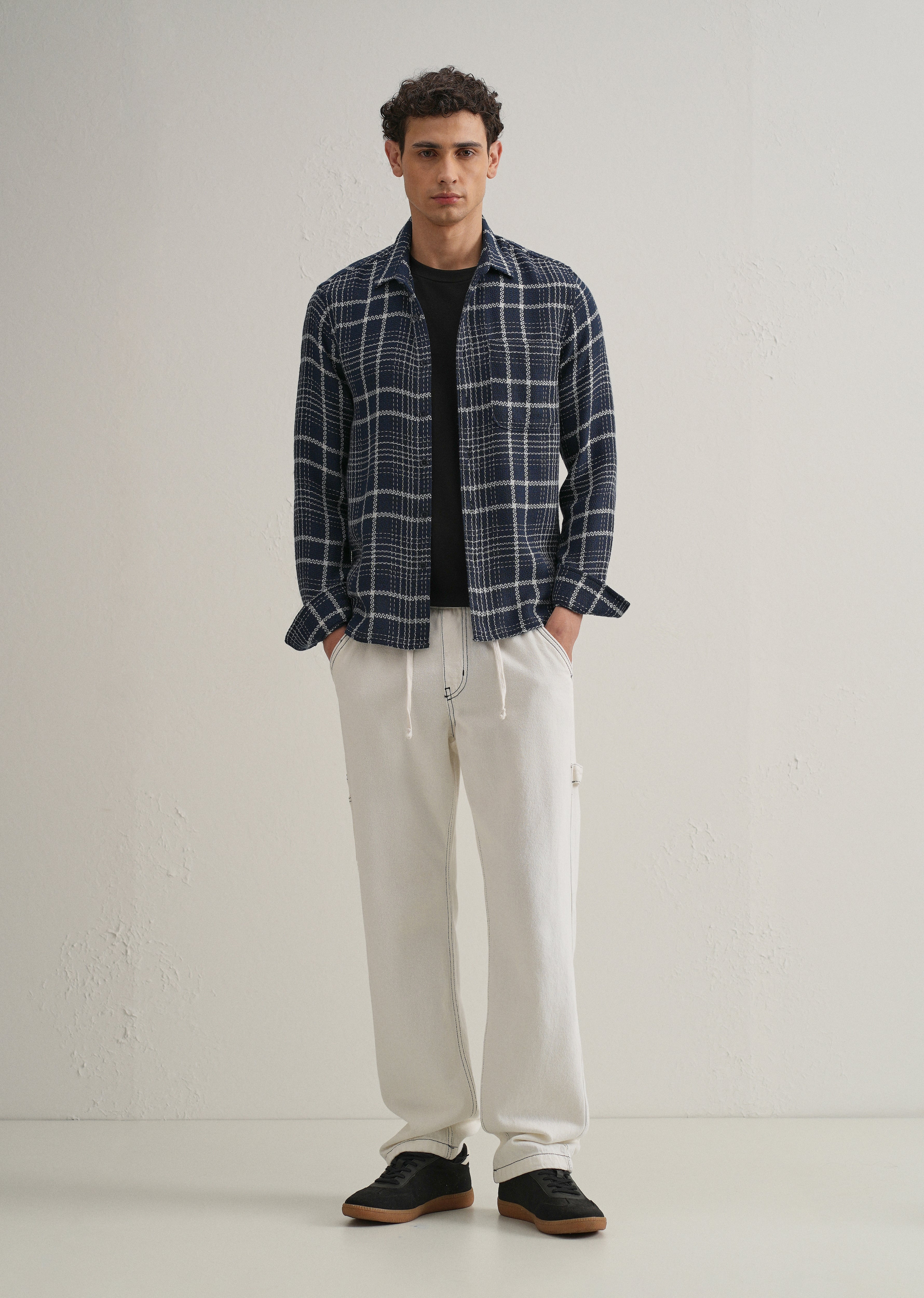 Blue Dobby Check Shirt