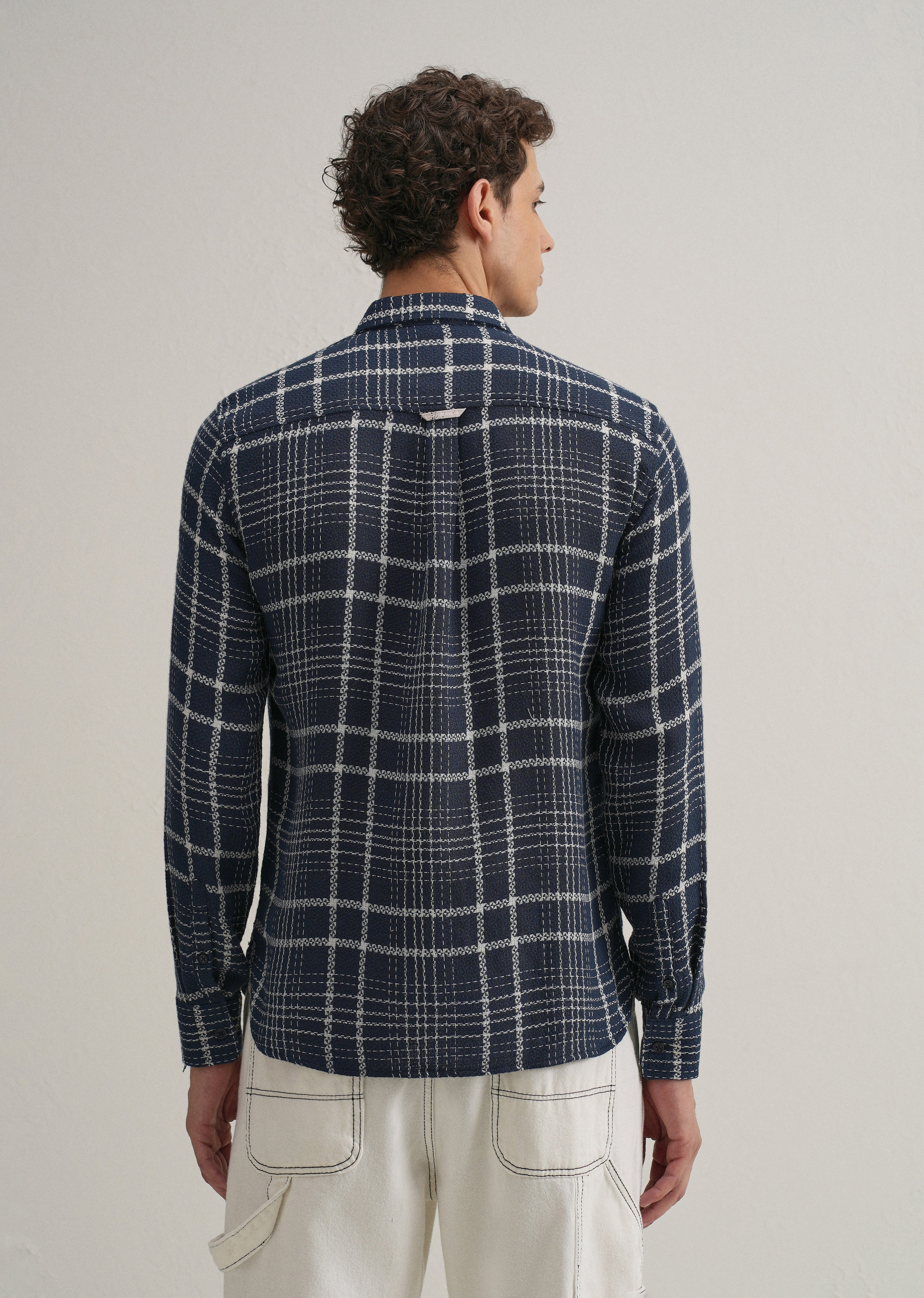 Blue Dobby Check Shirt