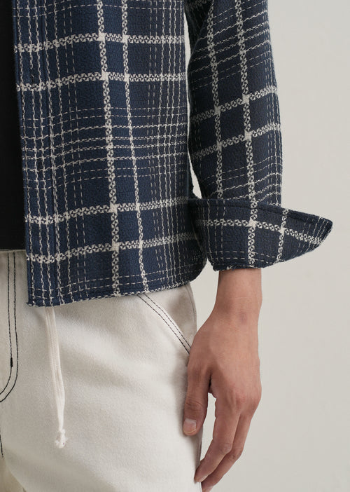 Blue Dobby Check Shirt