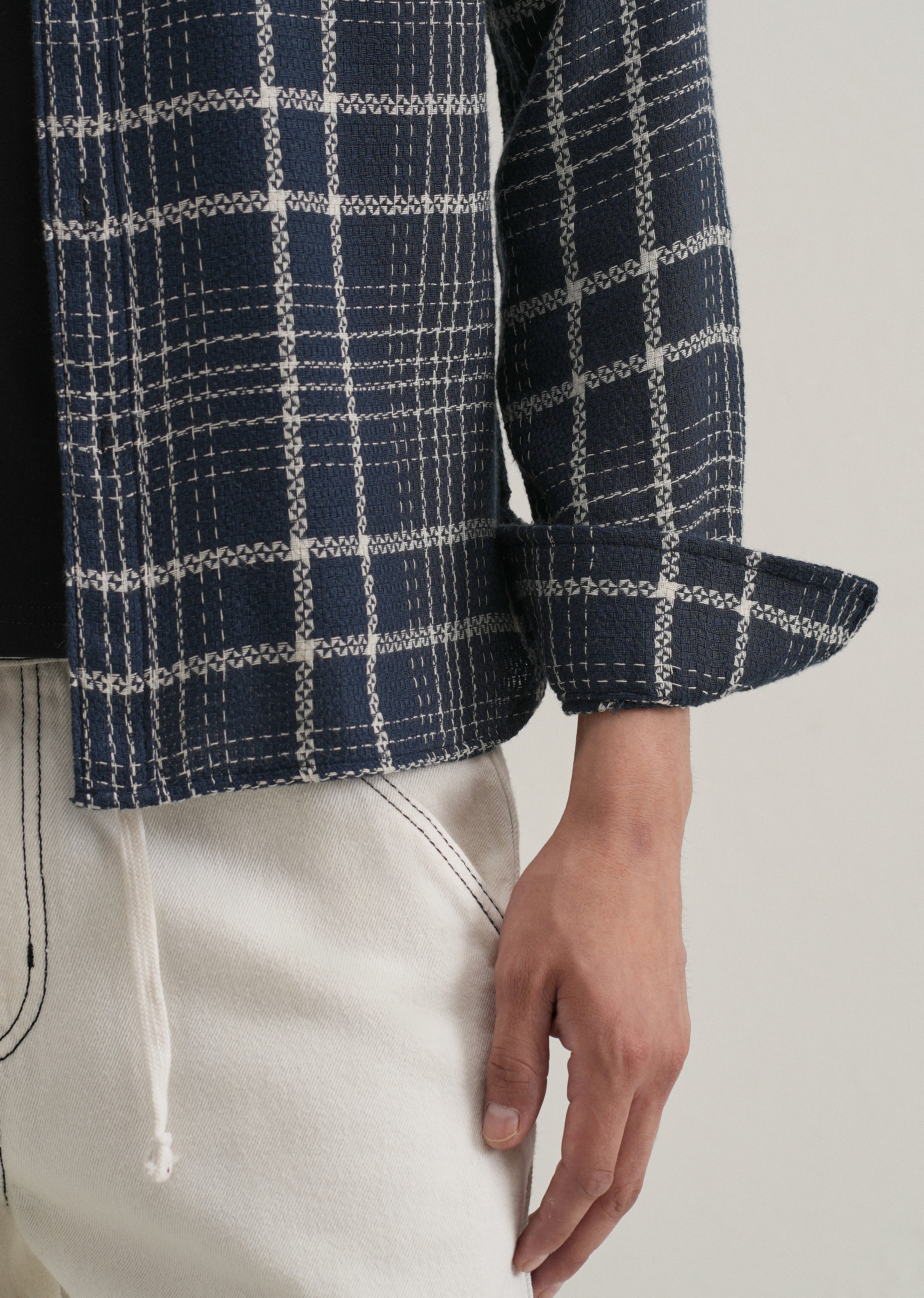 Blue Dobby Check Shirt