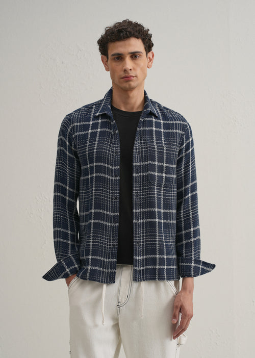 Blue Dobby Check Shirt