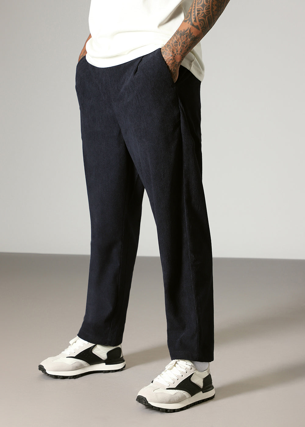Blue Drawstring Corduroy Pant