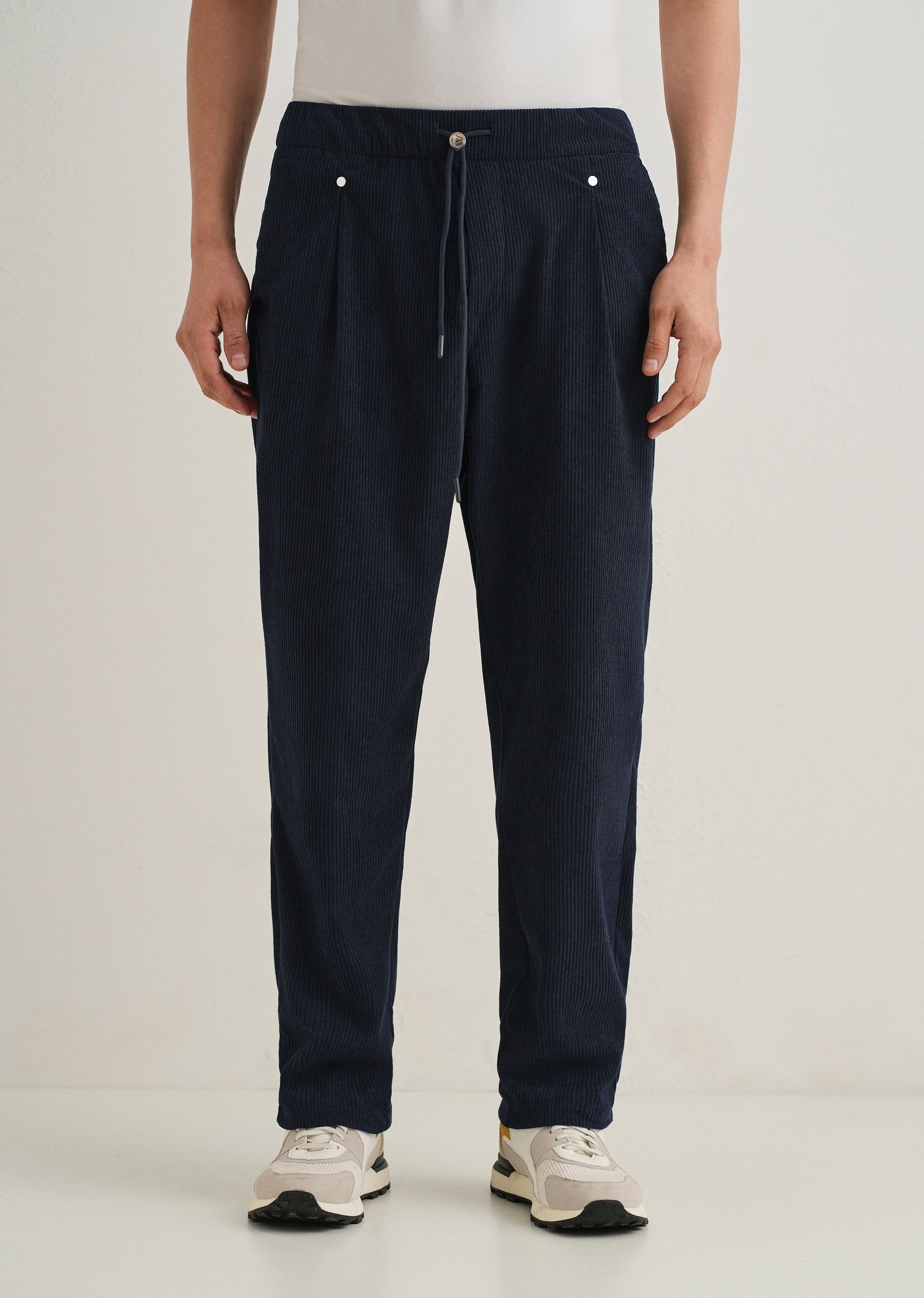 Blue Drawstring Corduroy Pant
