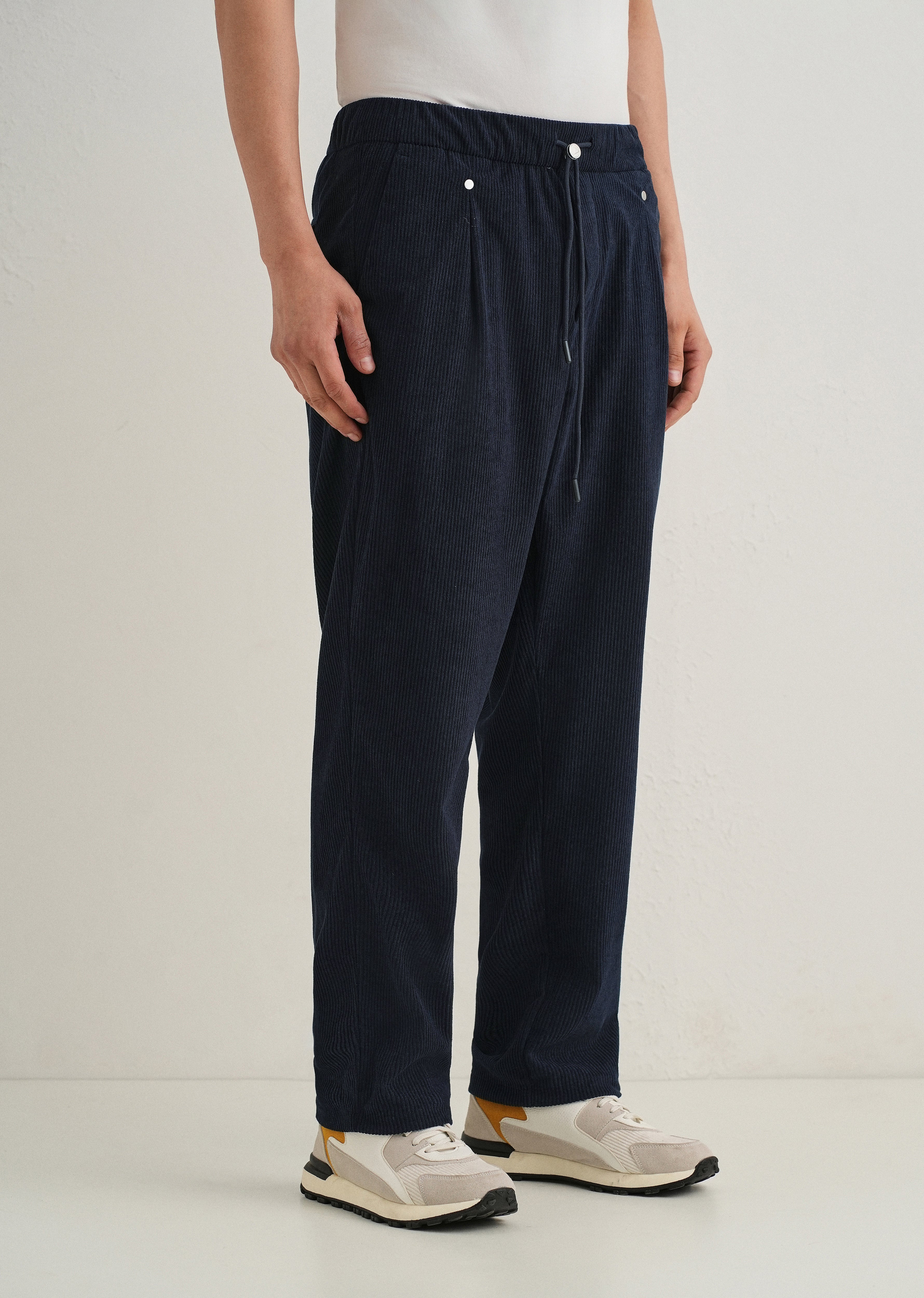 Blue Drawstring Corduroy Pant