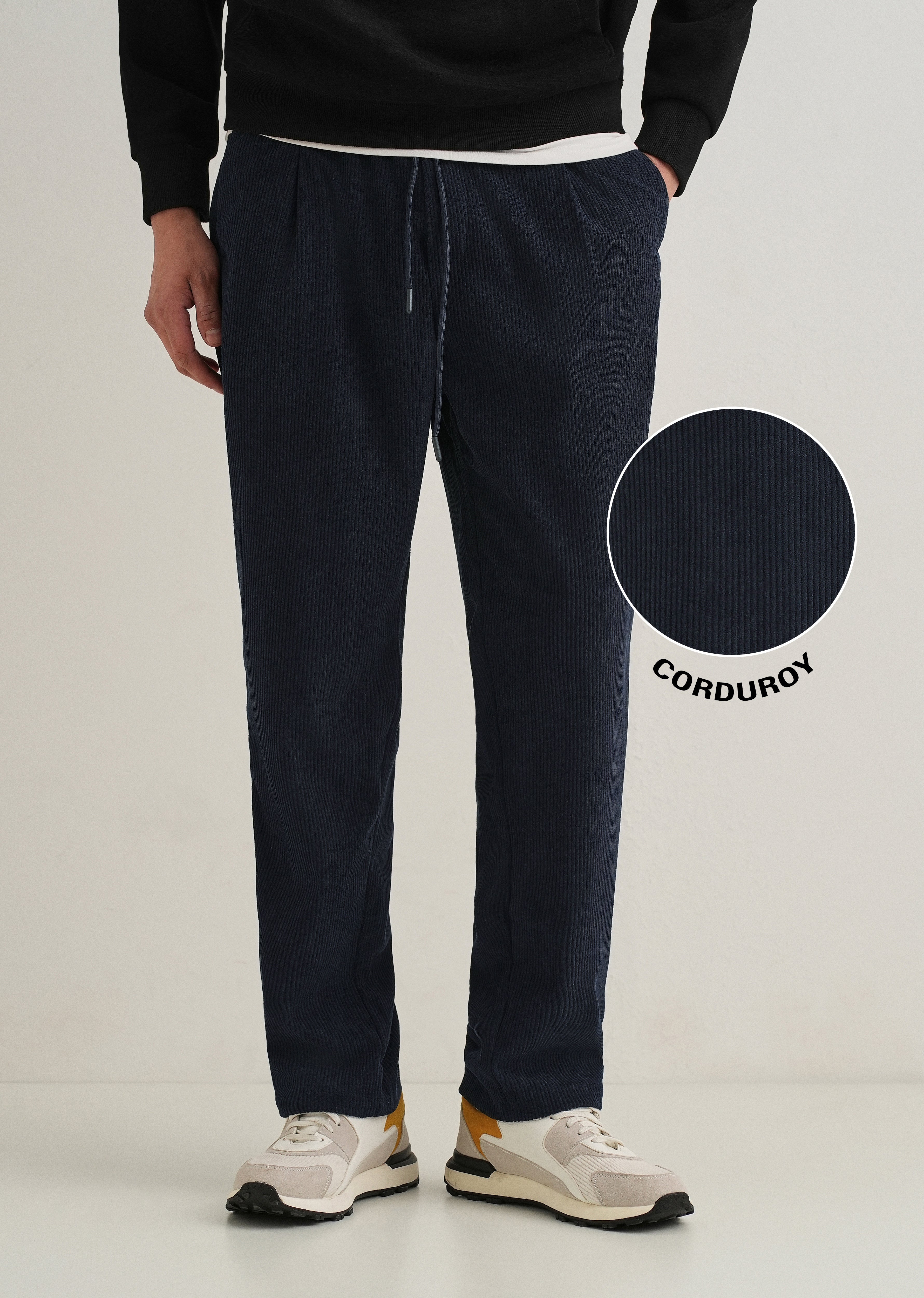 Blue Drawstring Corduroy Pant