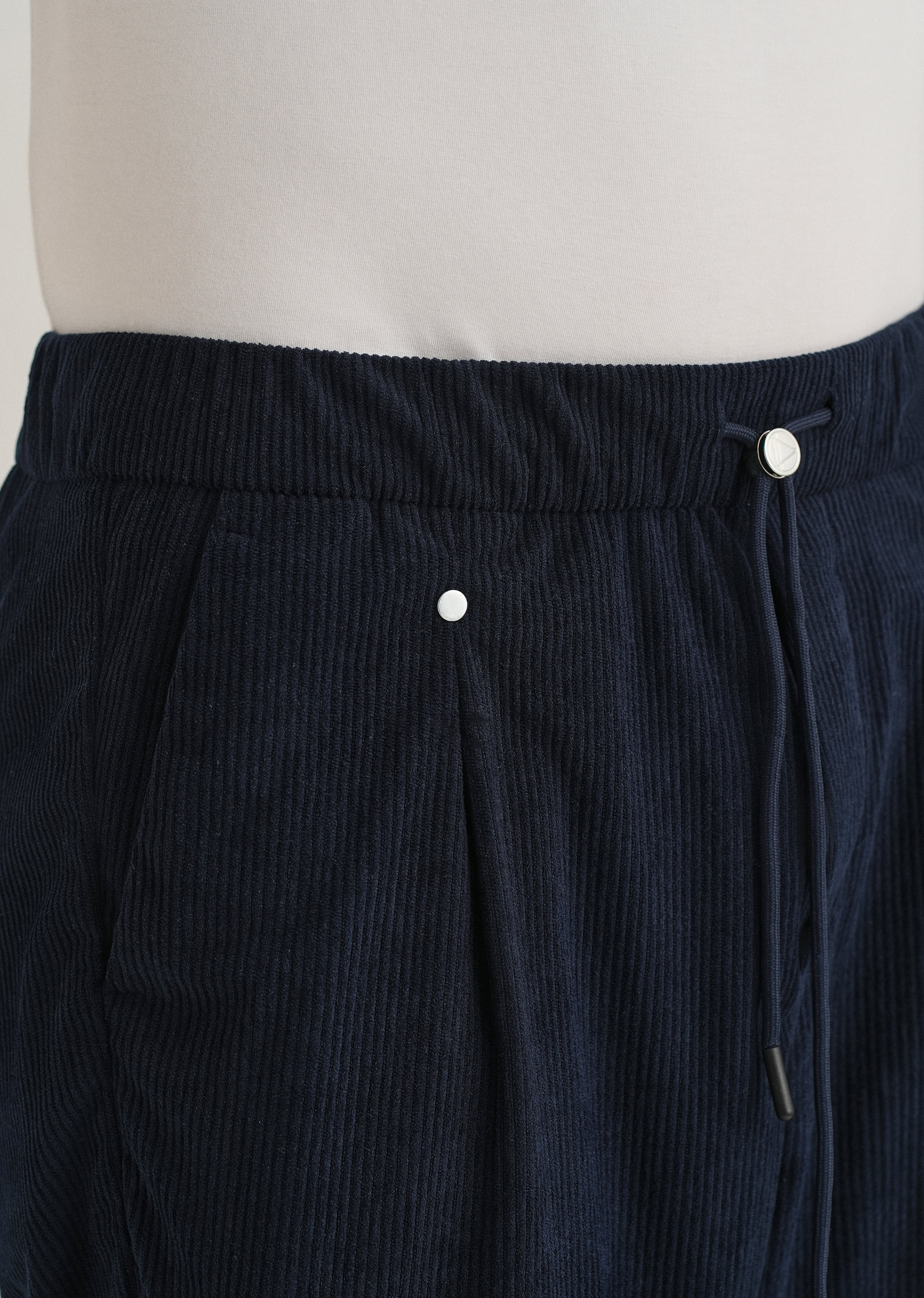 Blue Drawstring Corduroy Pant