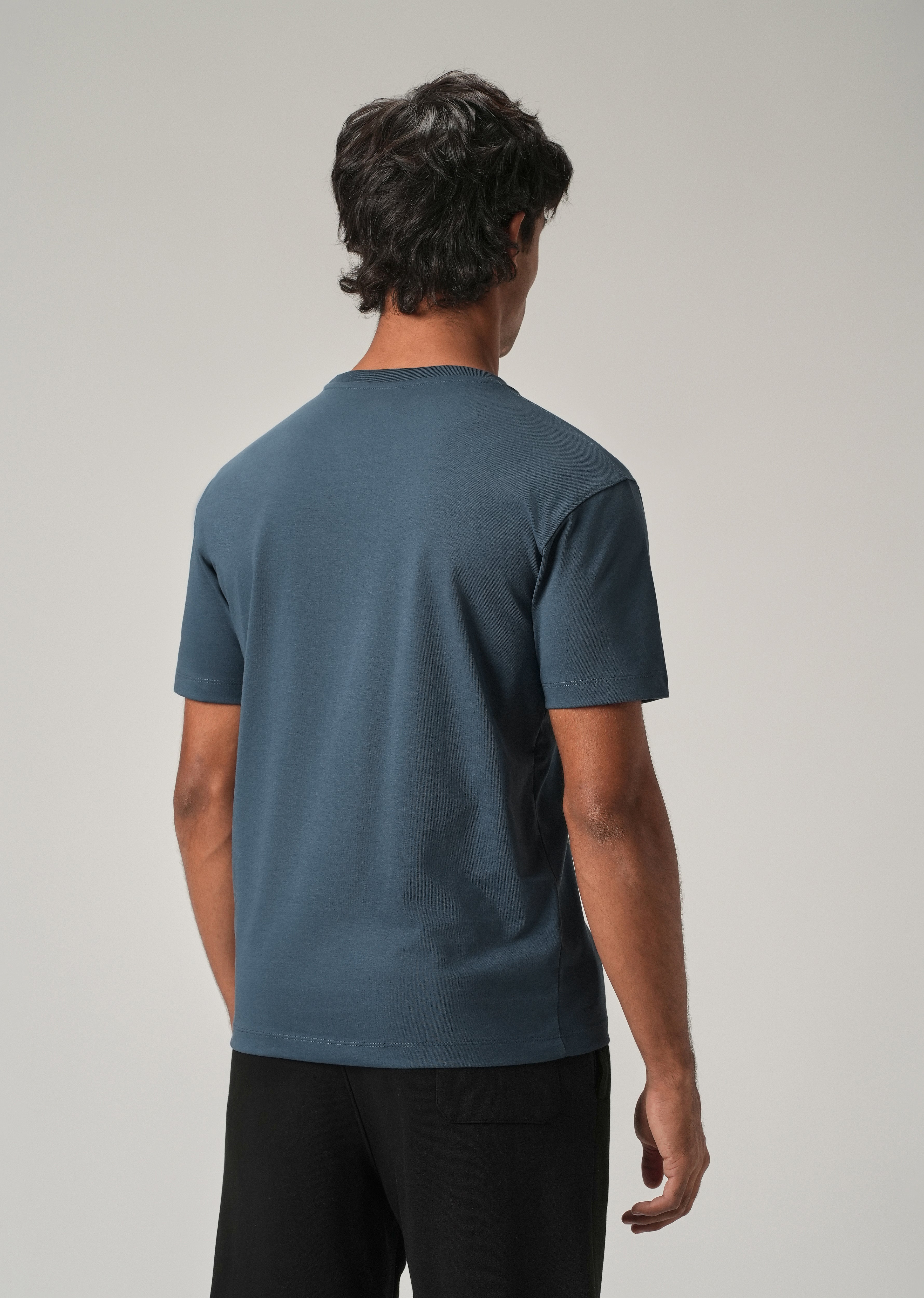 Blue Embossed Slim Fit T-Shirt