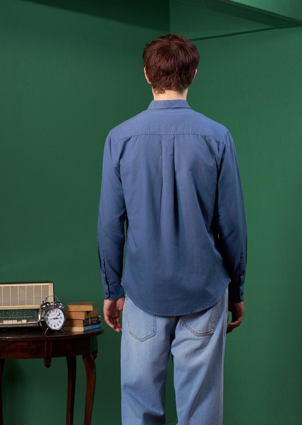 Blue Embroidered Linen Shirt