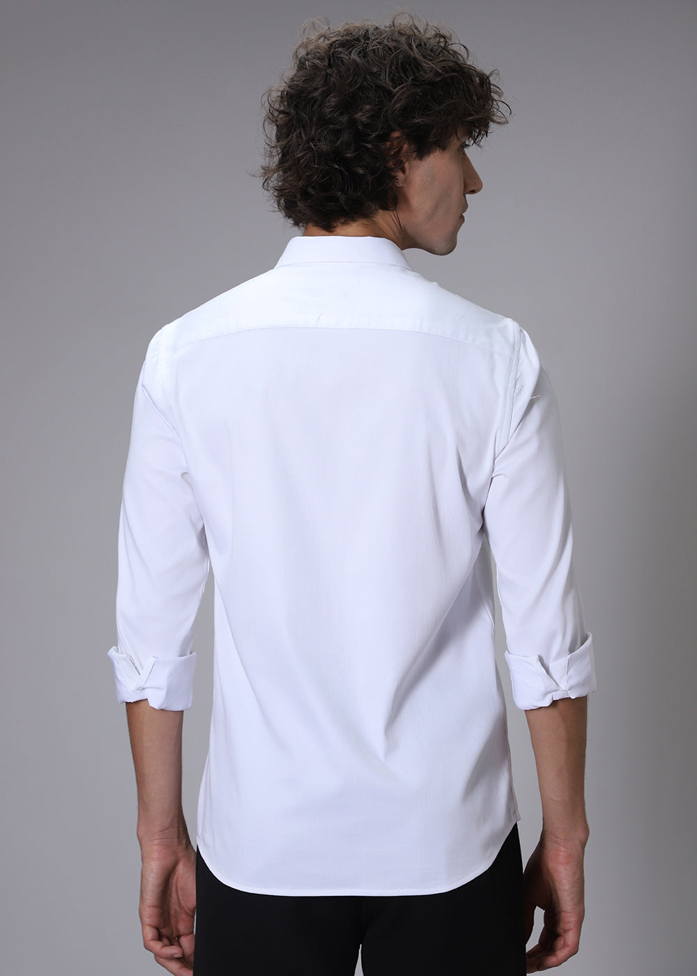Blue Floral Embroidery White Designer Shirt