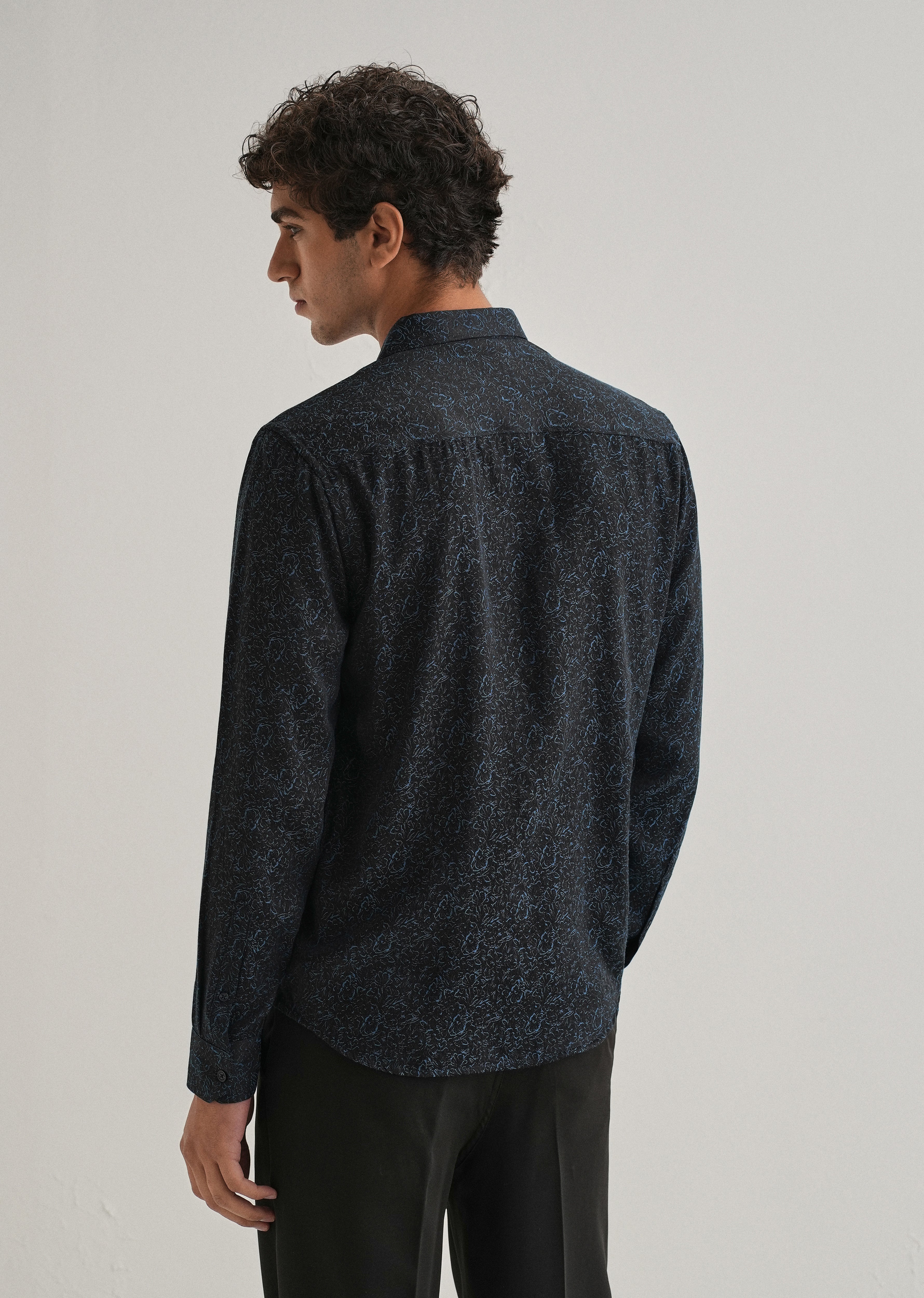 Blue Floral Jacquard Shirt