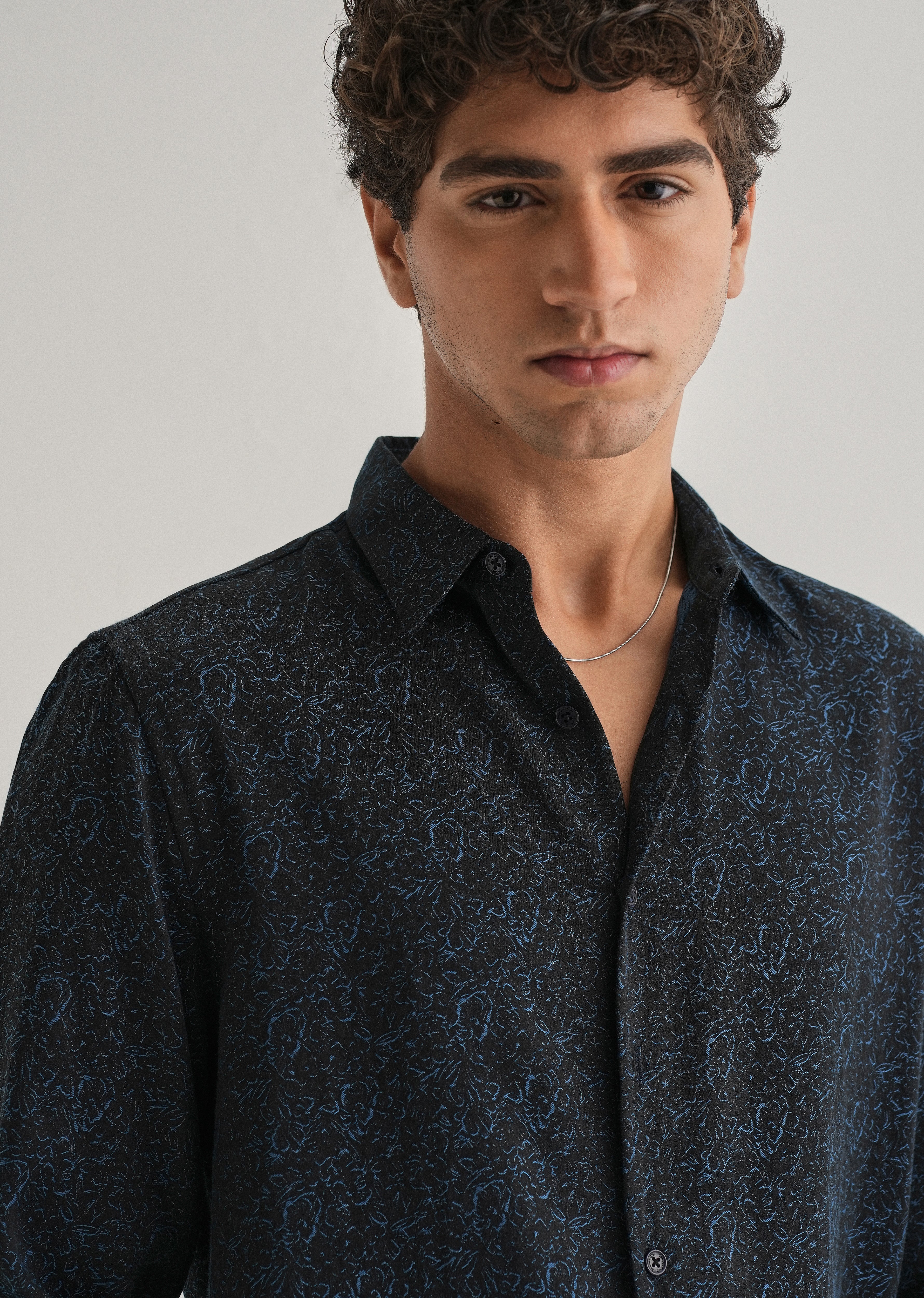 Blue Floral Jacquard Shirt