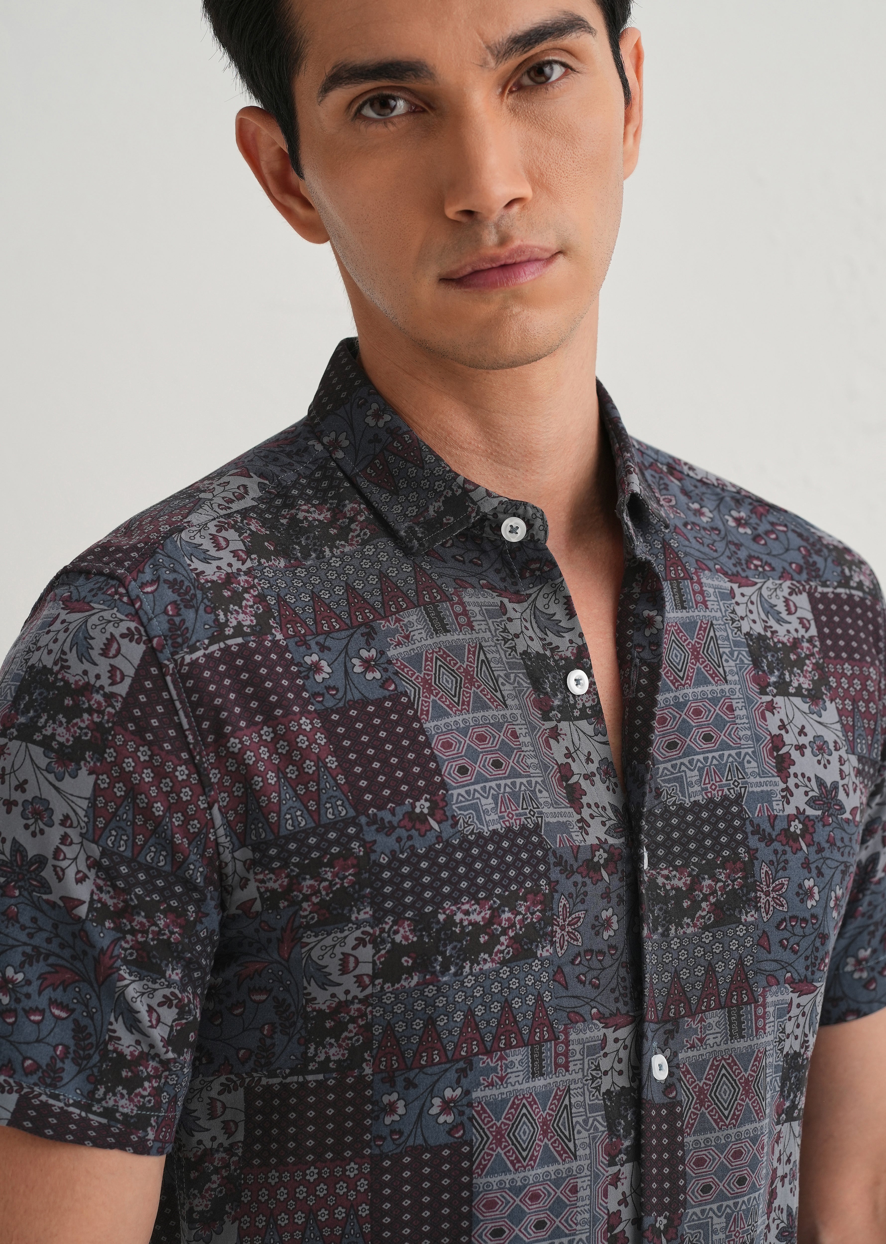 Blue Geometric Print Shirt