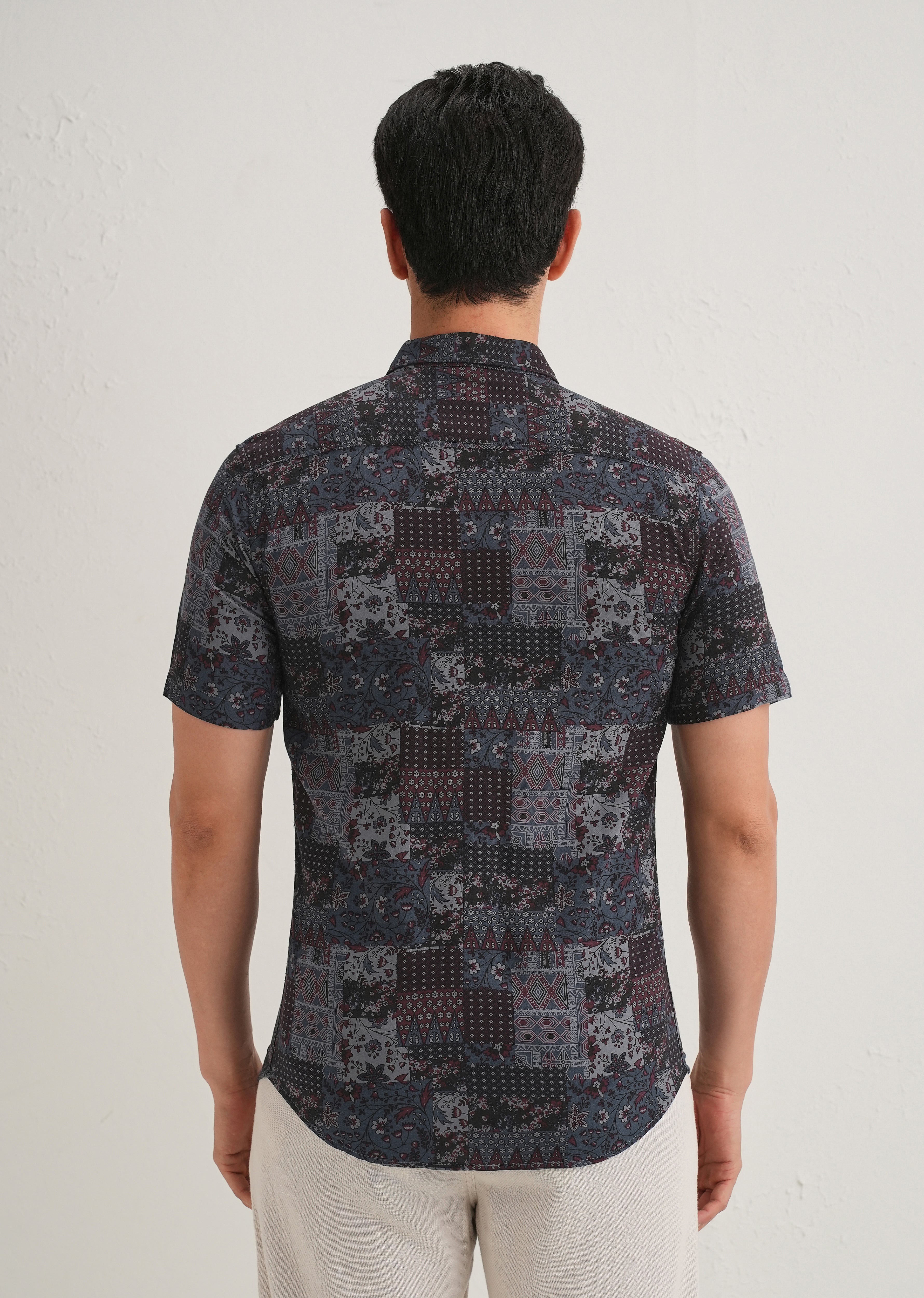 Blue Geometric Print Shirt