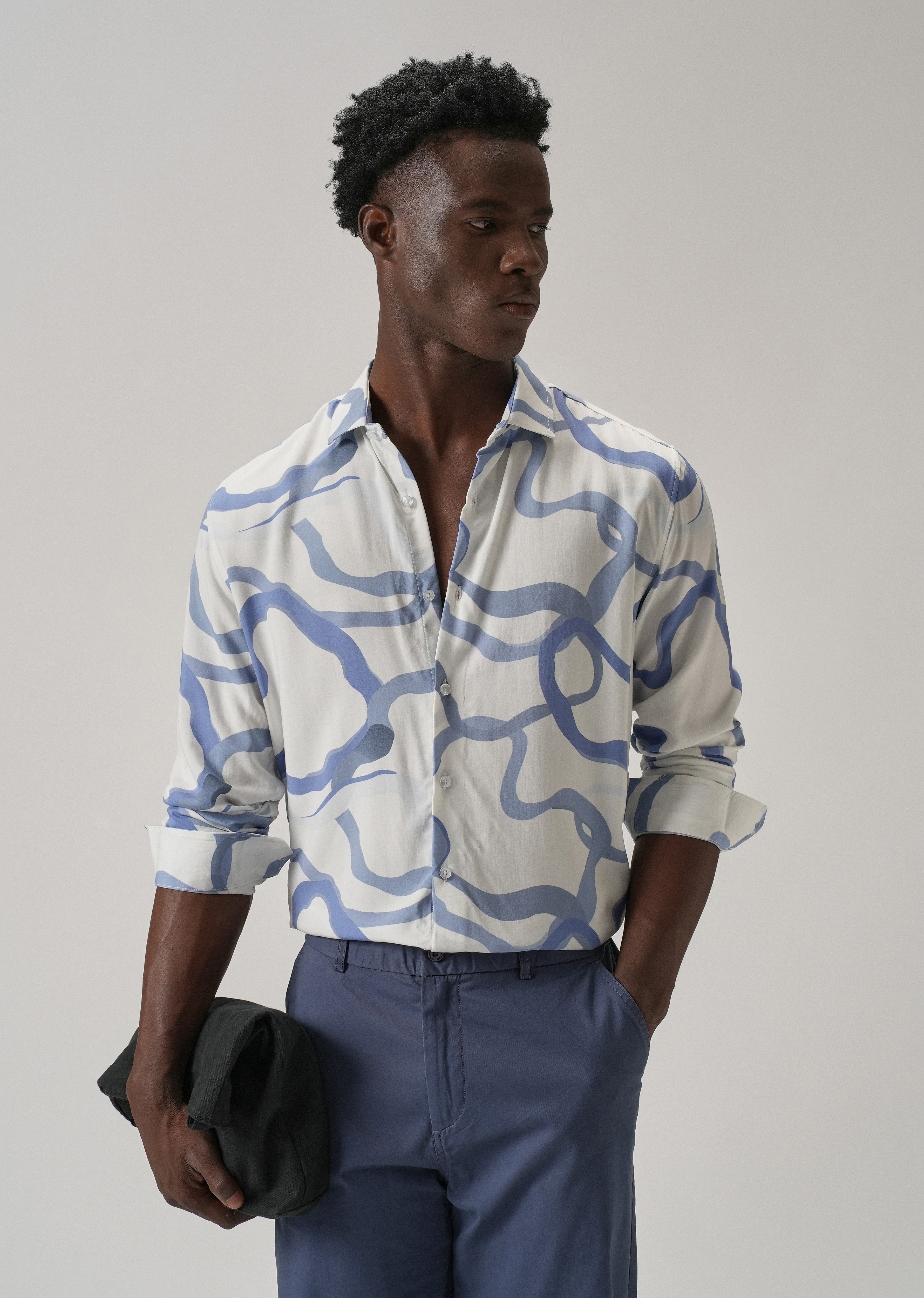 Blue Graffiti Printed Shirt