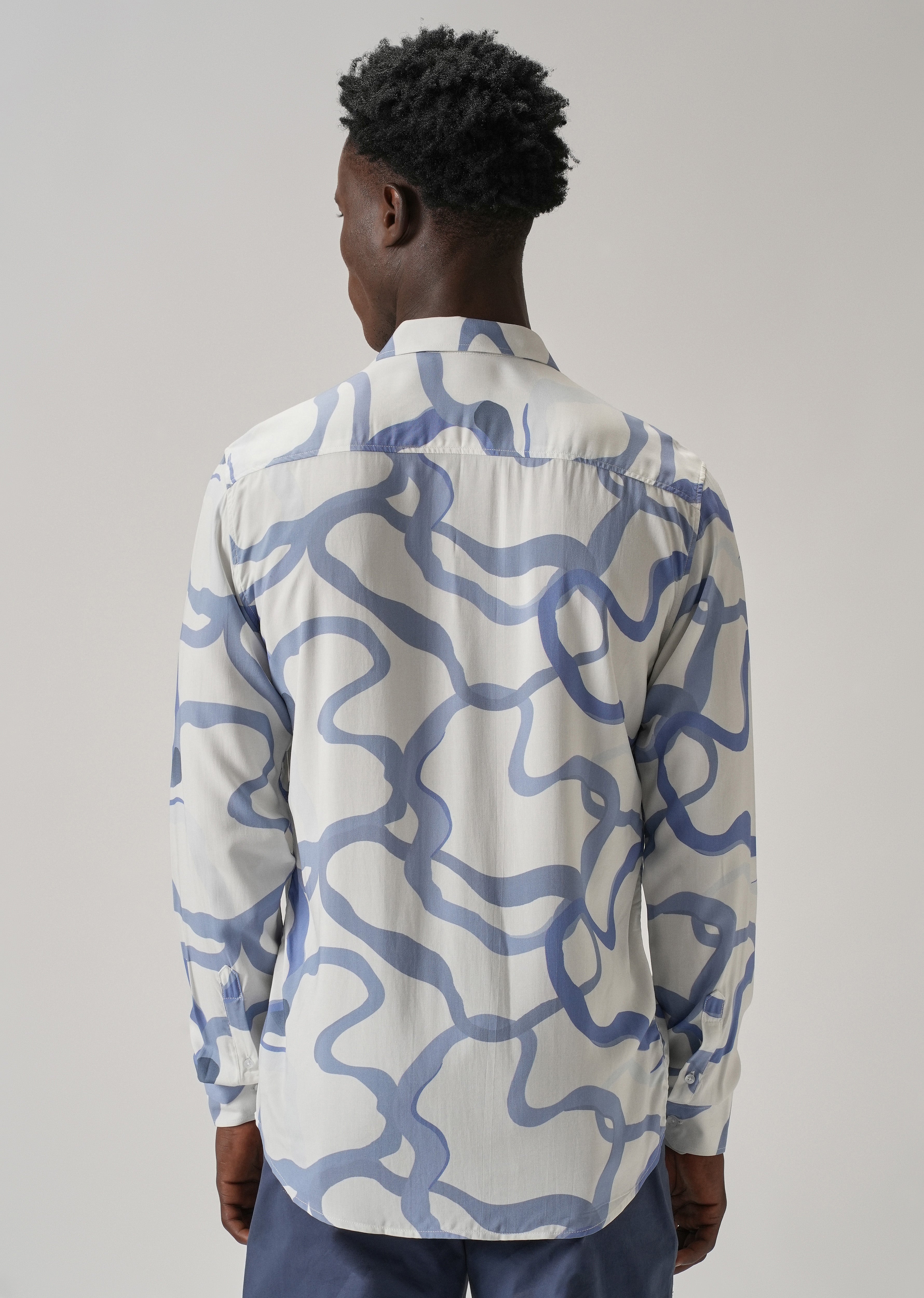 Blue Graffiti Printed Shirt