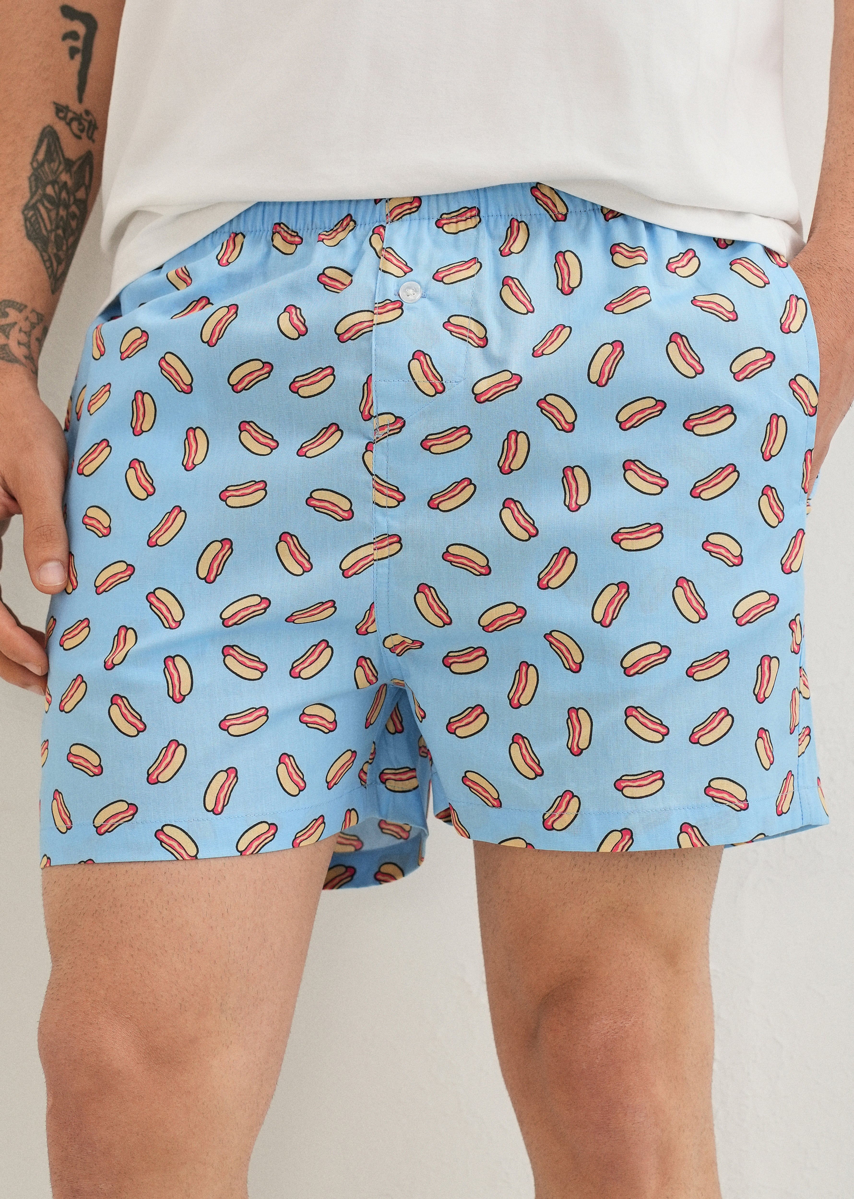 Blue Hotdog Printed Boxer