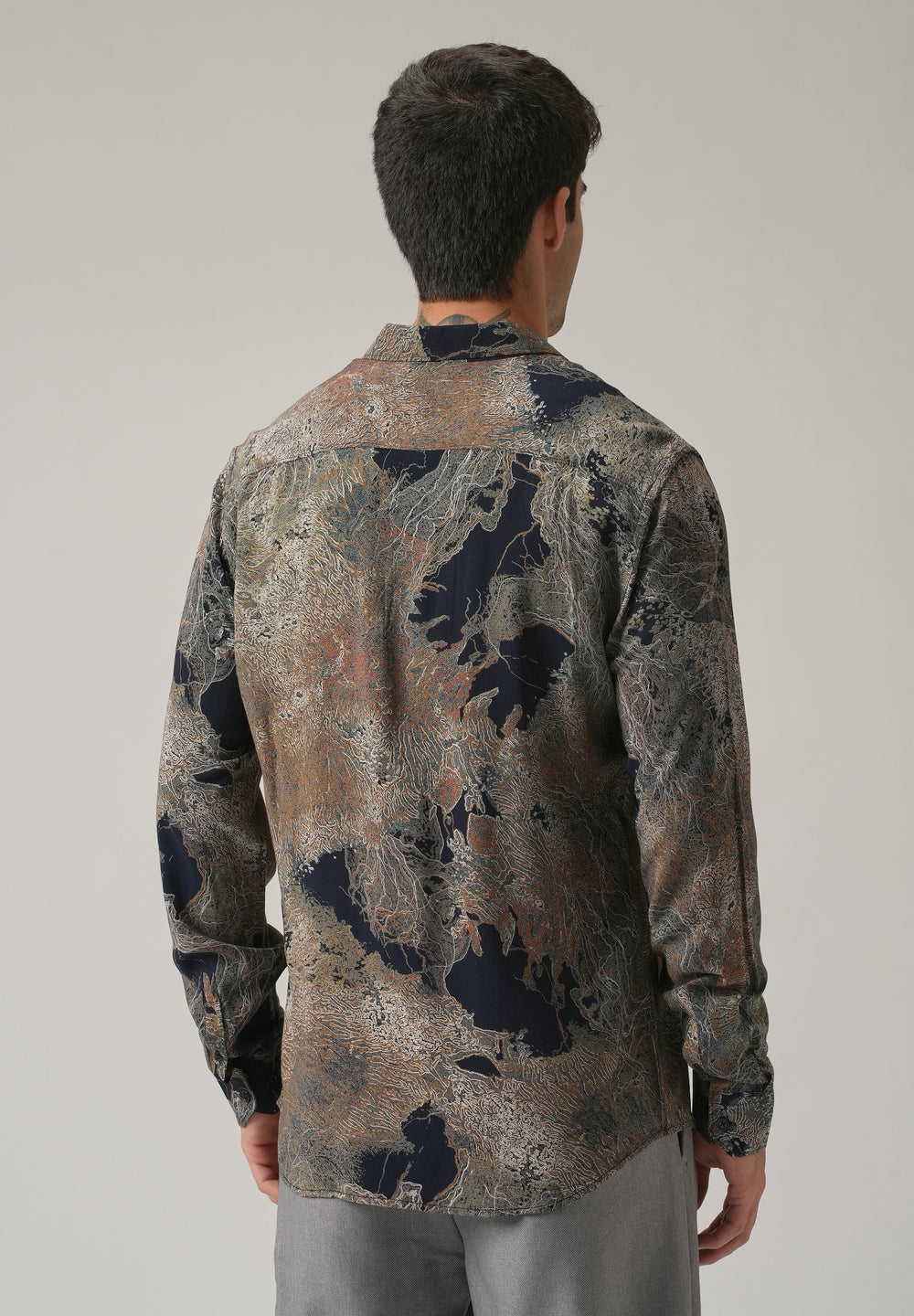 Blue Intricate Print Feather Shirt