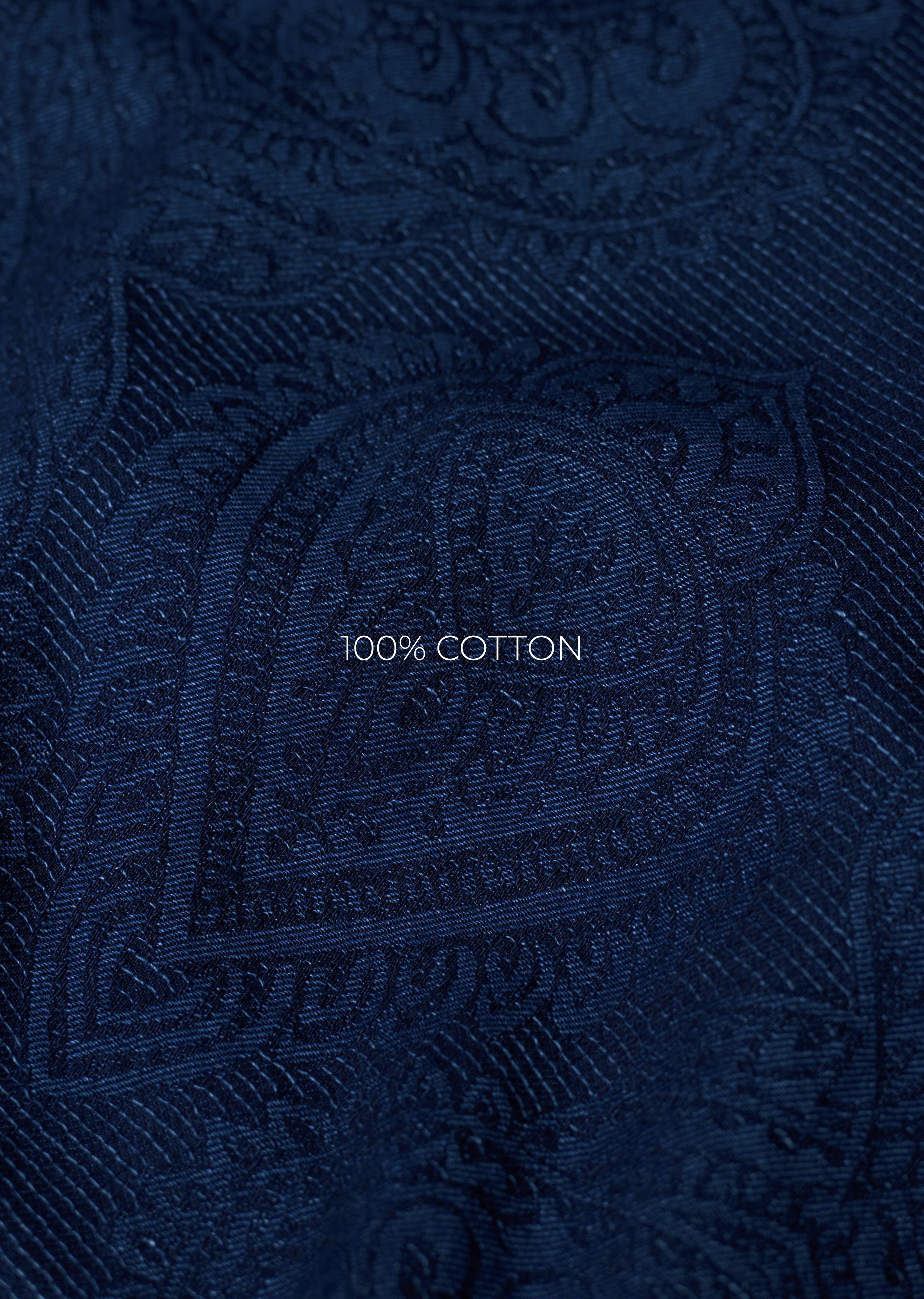 Blue Jacquard Pattern Boxy Shirt