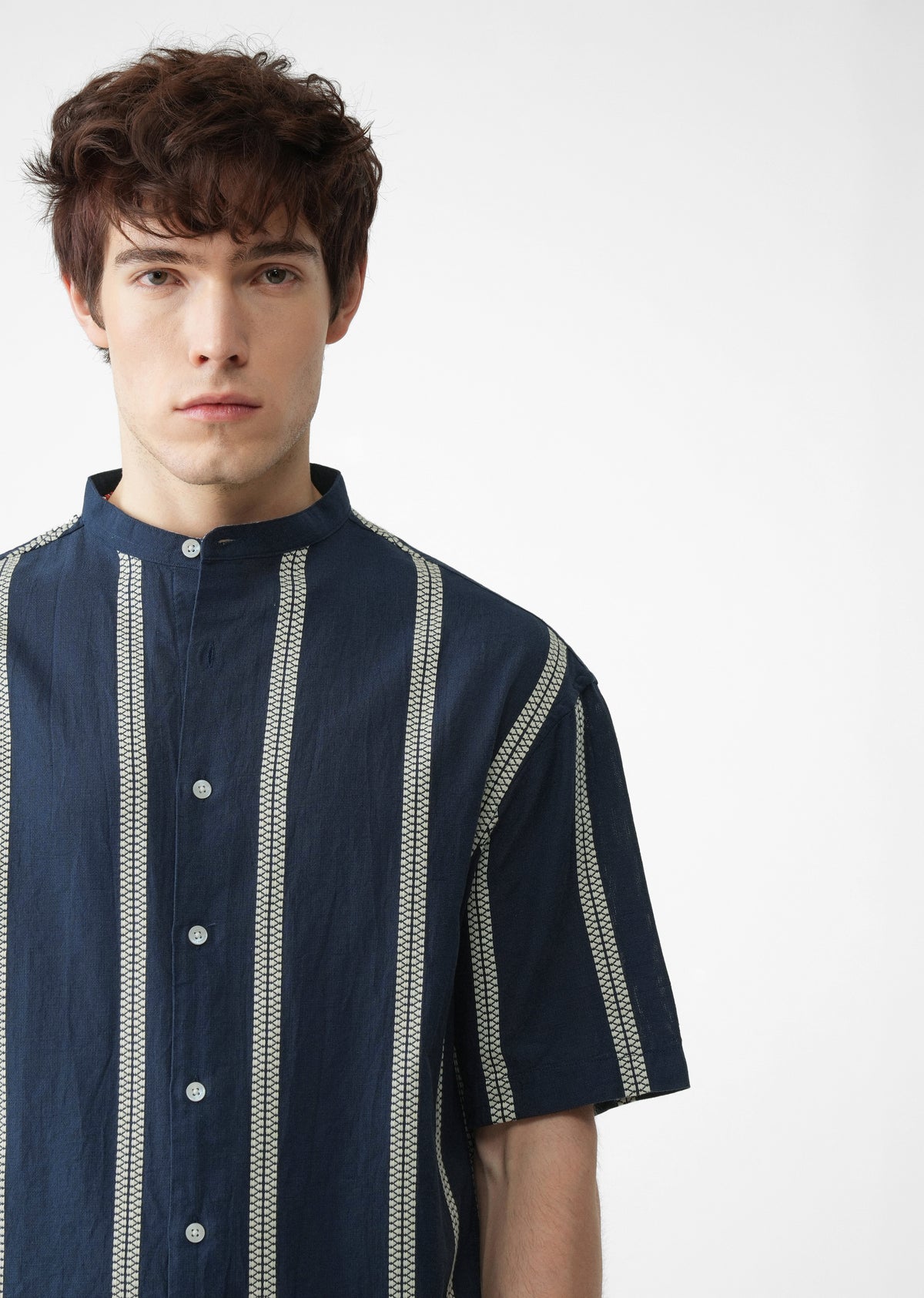 Blue Jacquard Stripe Cotton Shirt