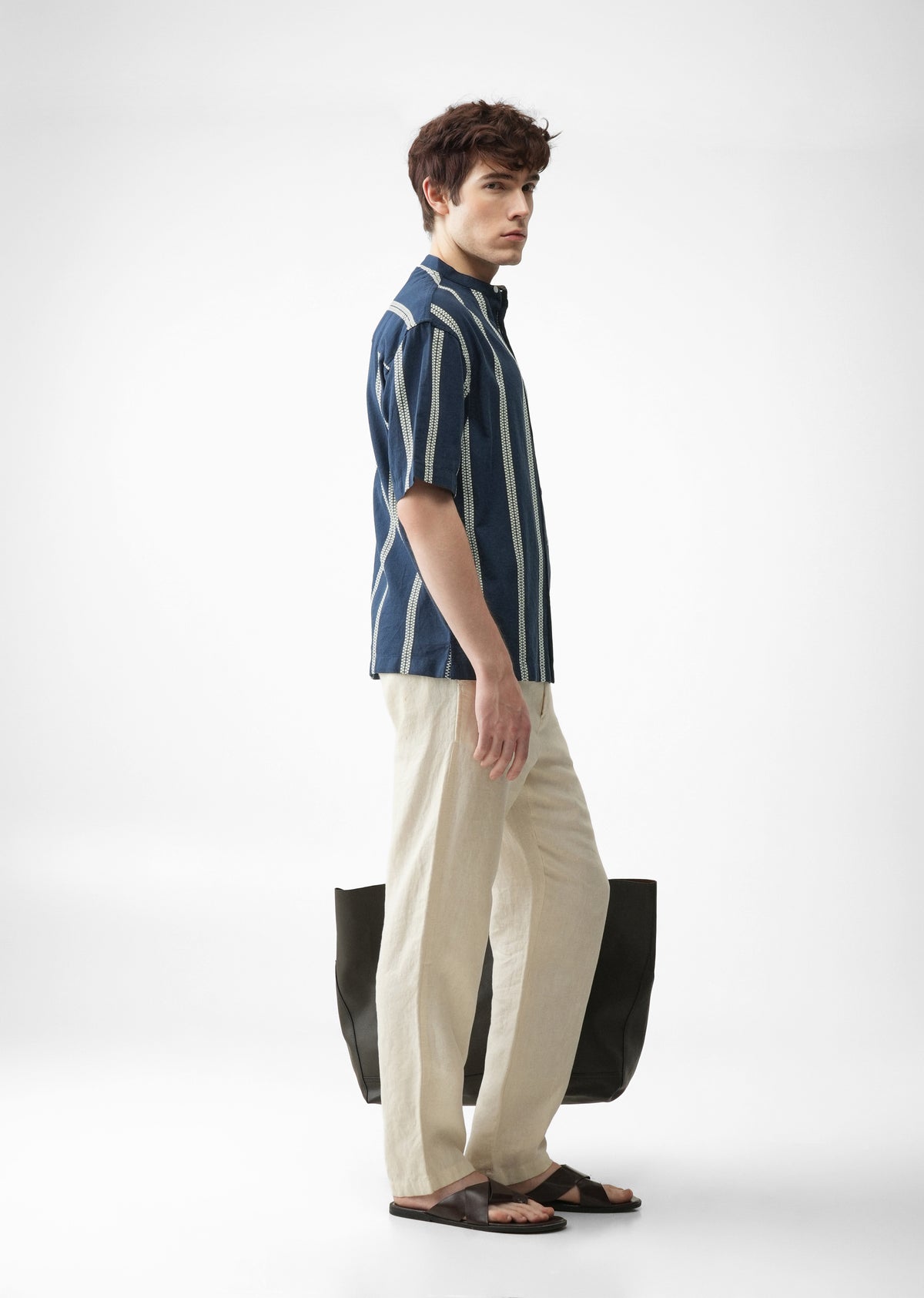 Blue Jacquard Stripe Cotton Shirt