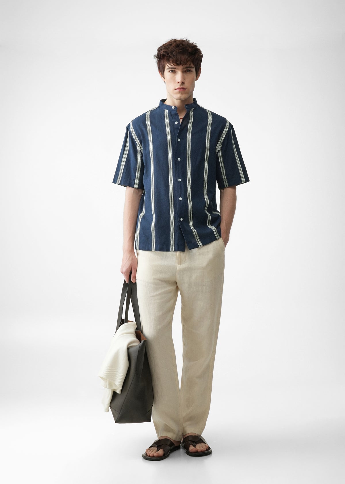 Blue Jacquard Stripe Cotton Shirt