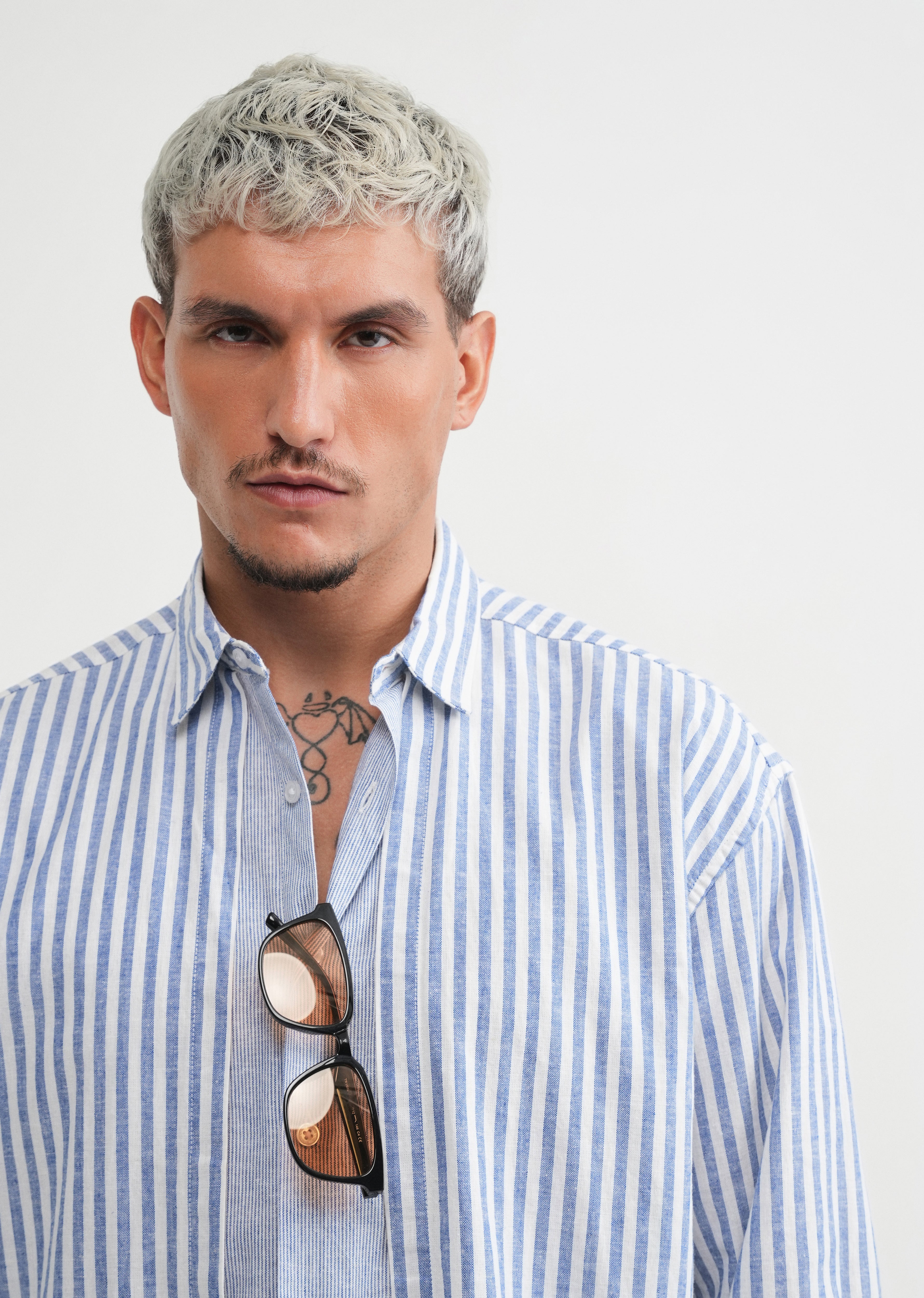 Blue Layered Look Stripe Shirt