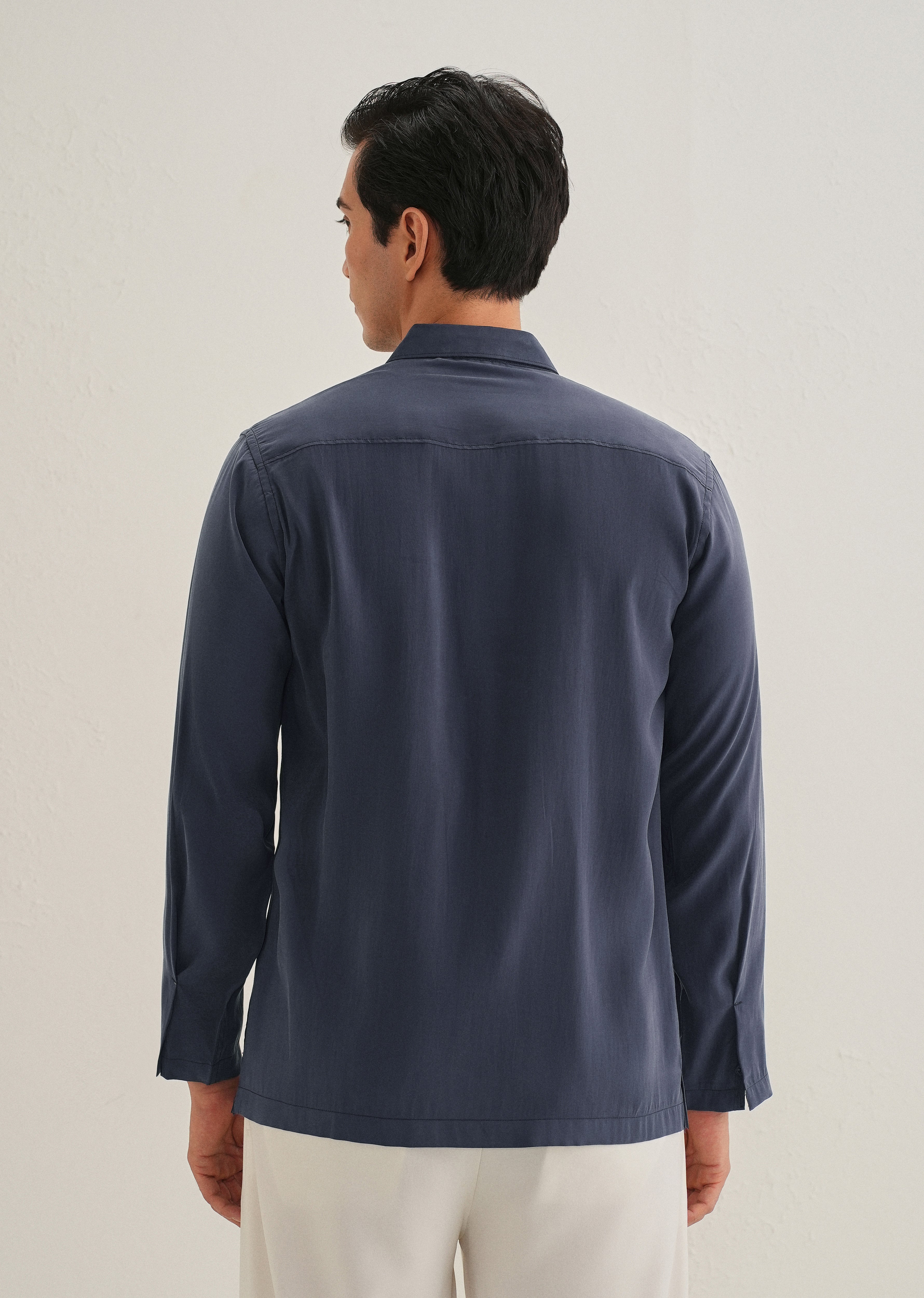 Blue Loop Button-Down Plain Shirt