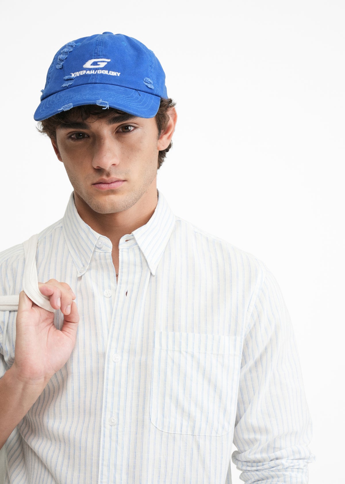 Blue Lyocell Linen Self Stripe Shirt