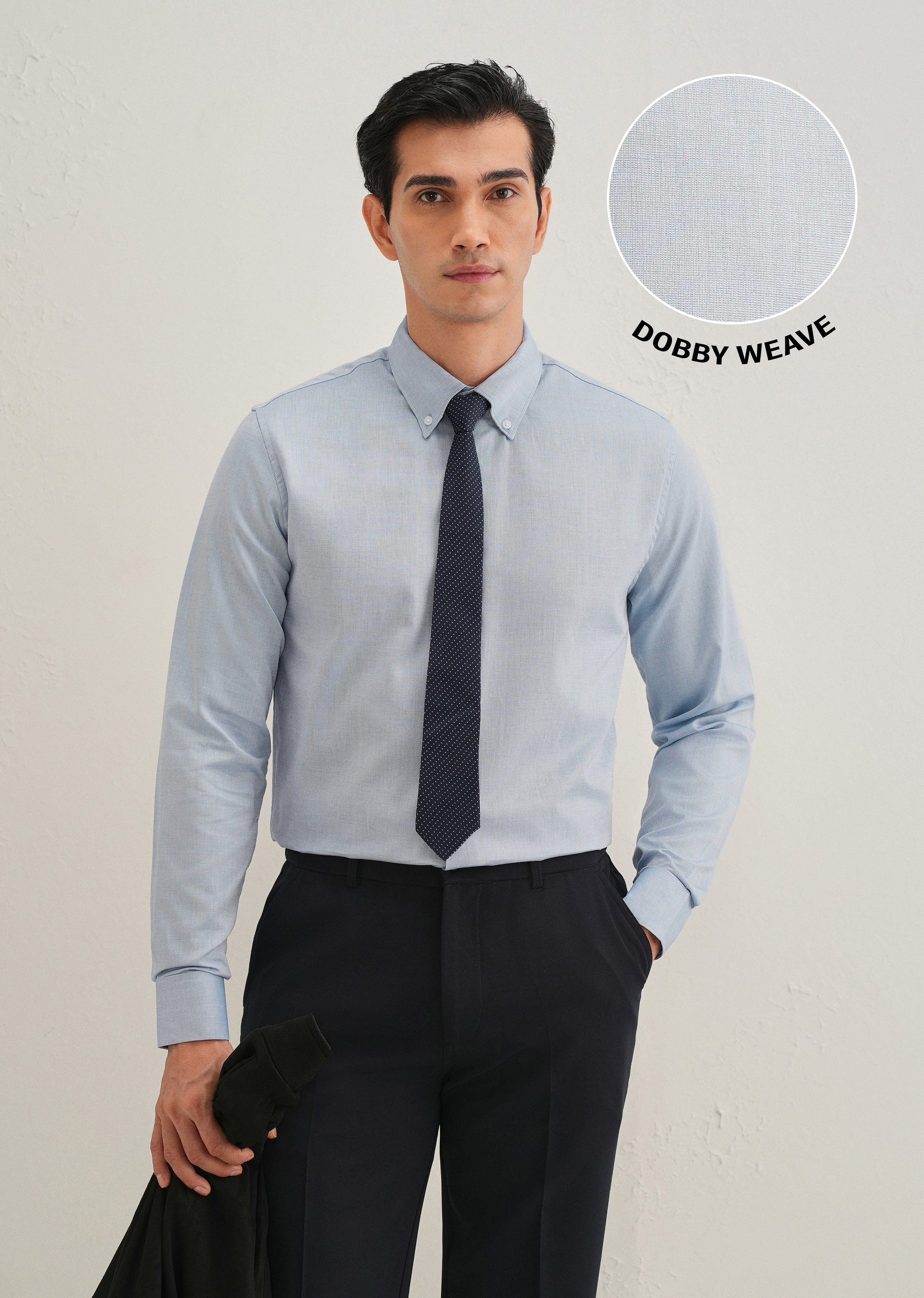 Blue Micro-Check Cotton Shirt