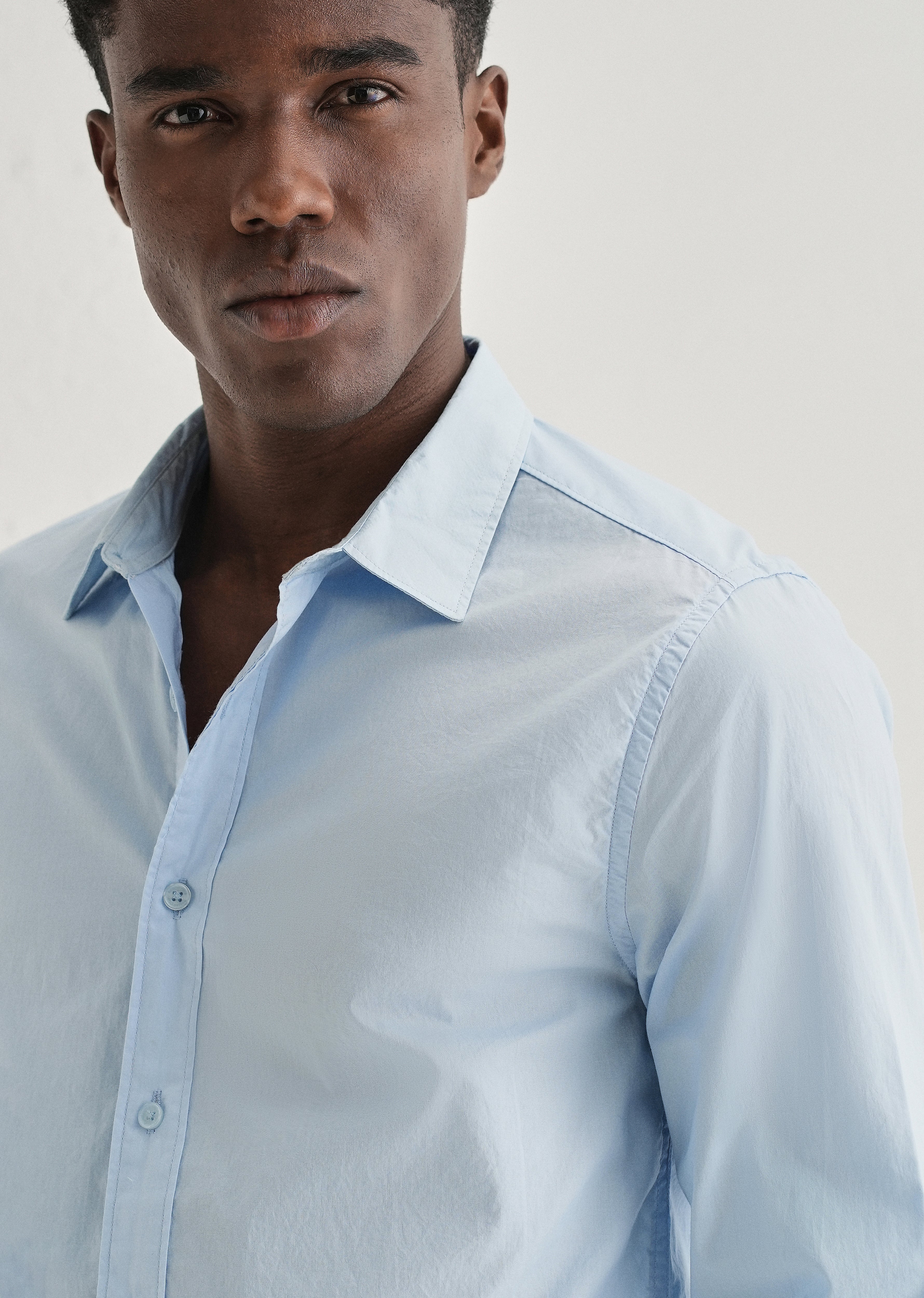 Blue Plain Cotton Shirt