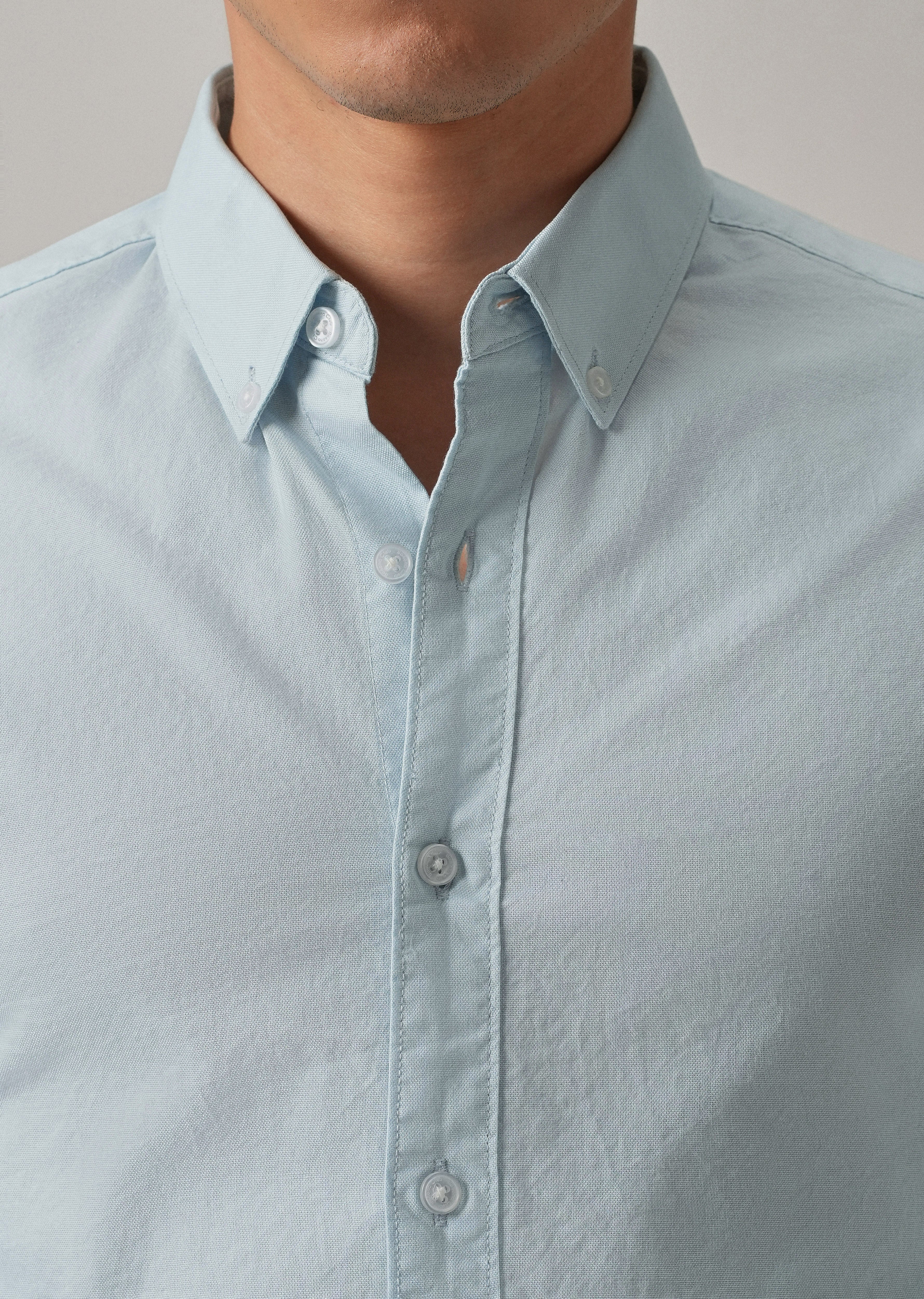 Blue Plain Elbow Patch Oxford Shirt