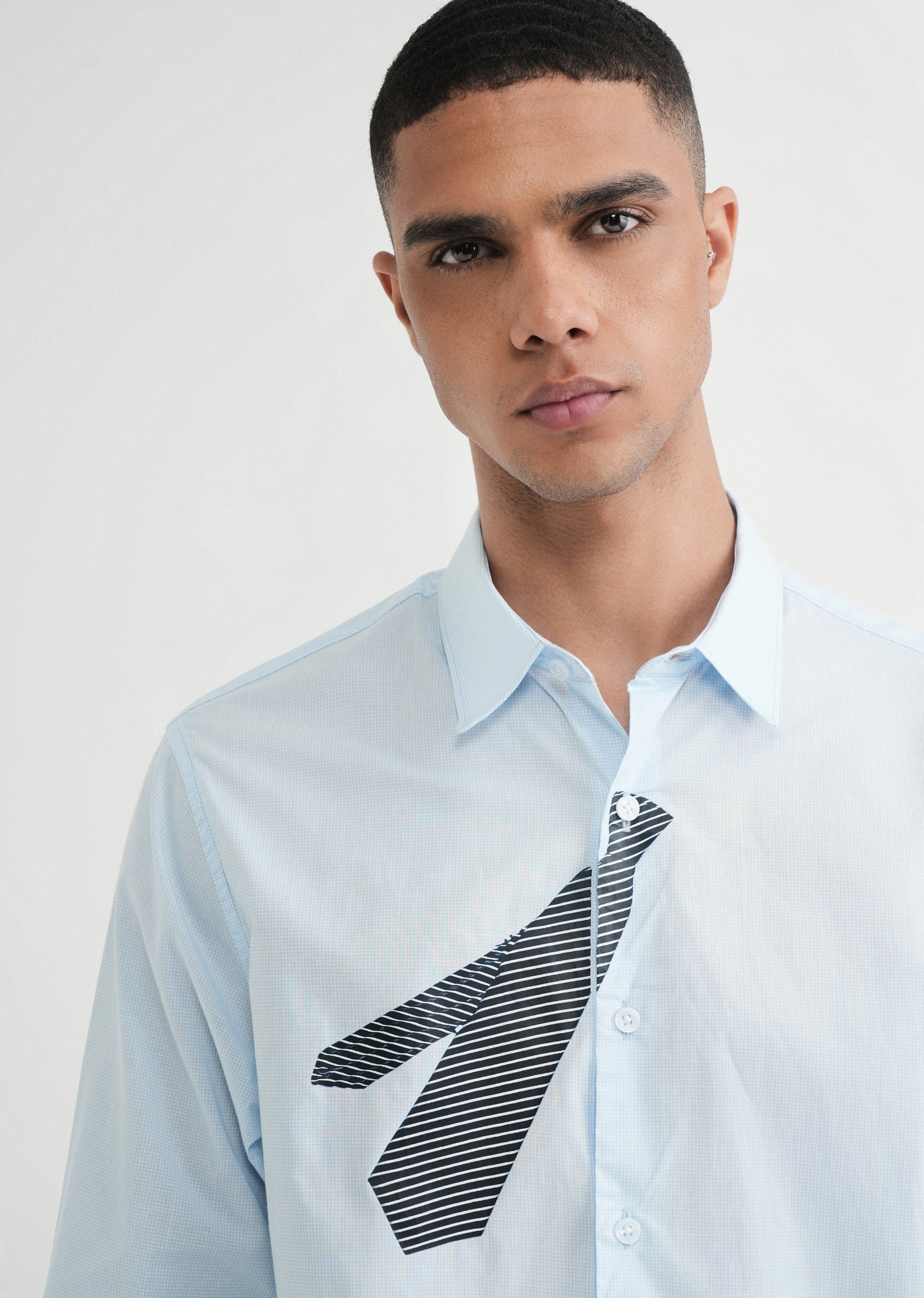 Blue Printed Cotton Shirt