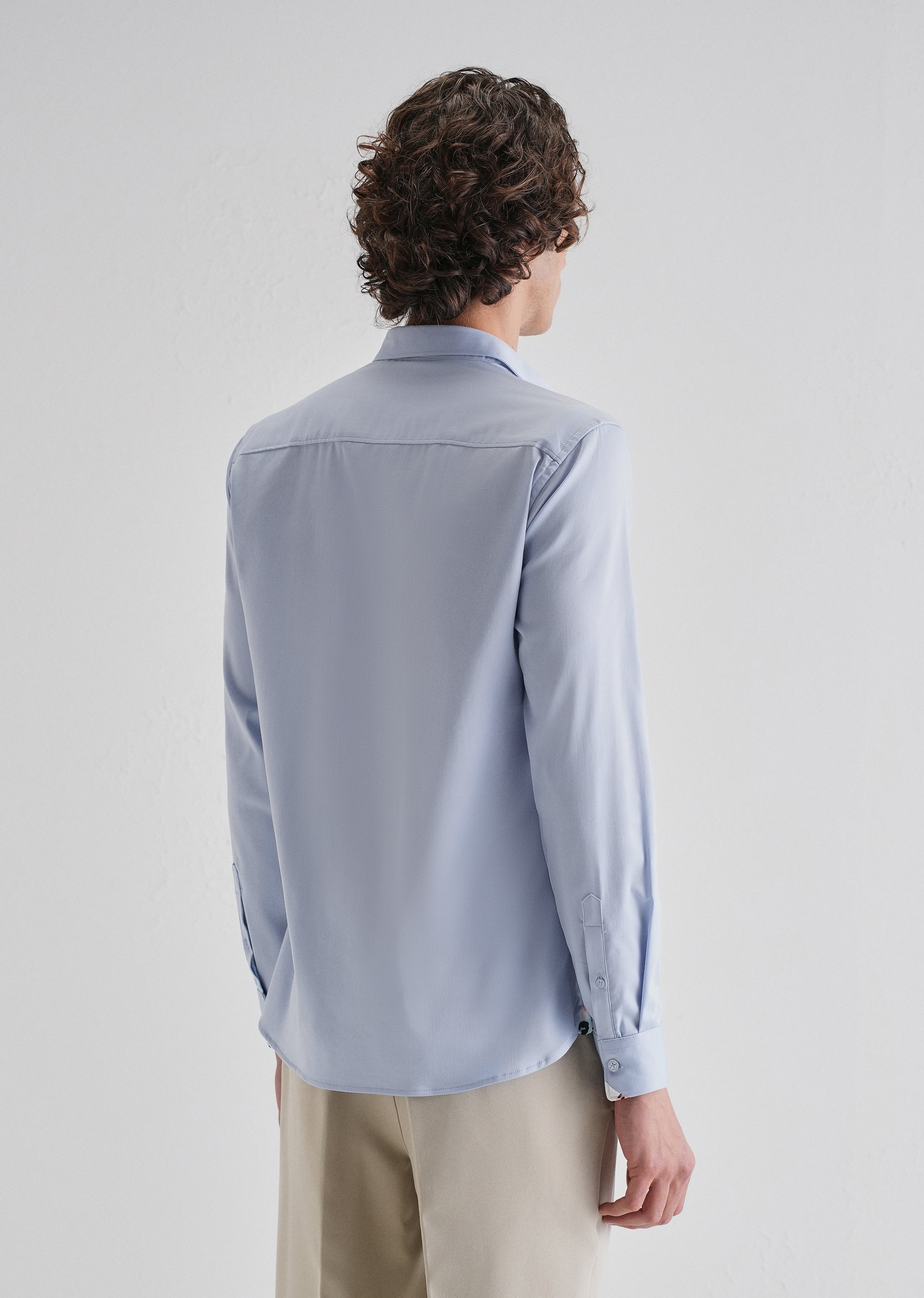Blue Printed Cuff Shirt