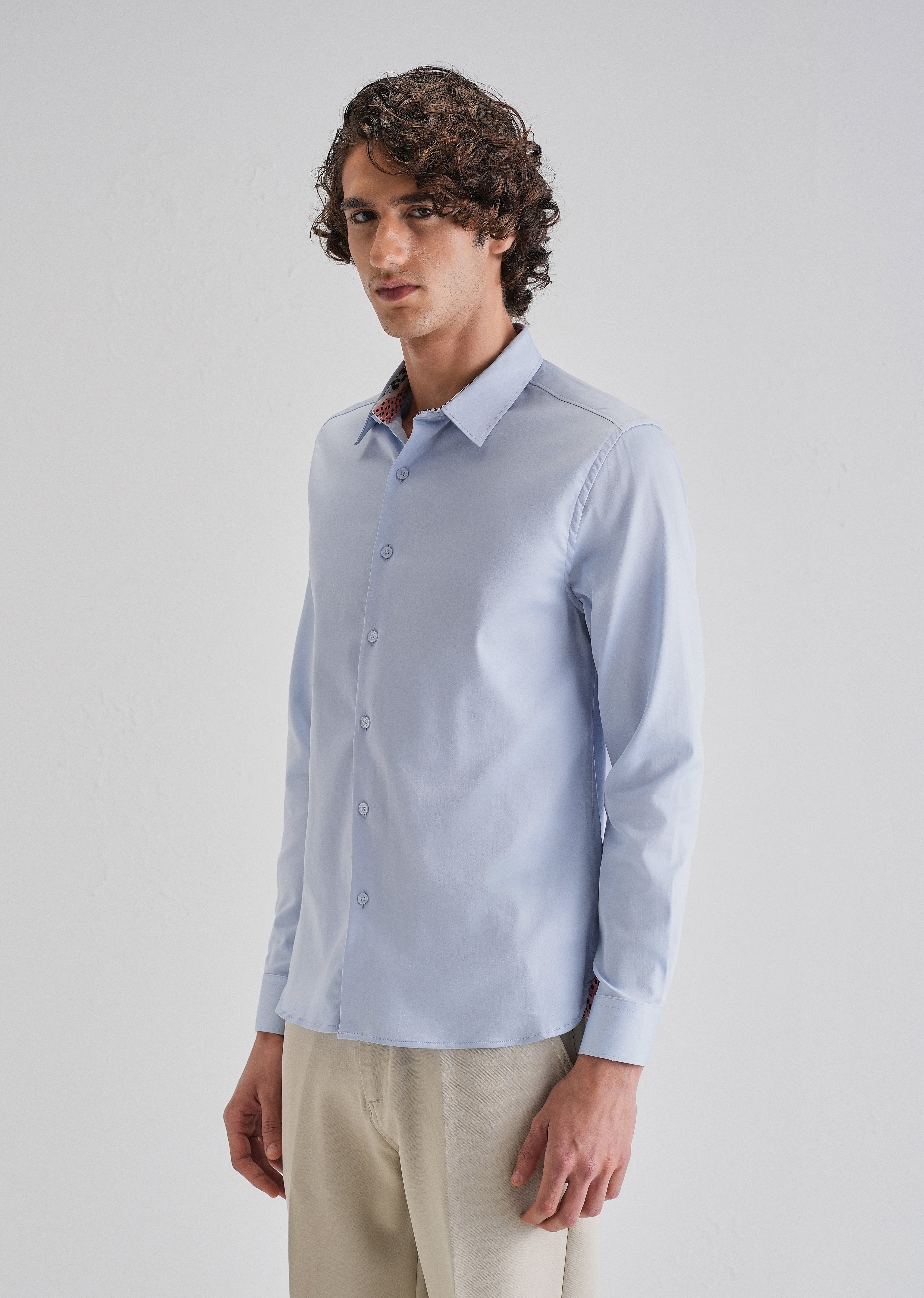 Blue Printed Cuff Shirt