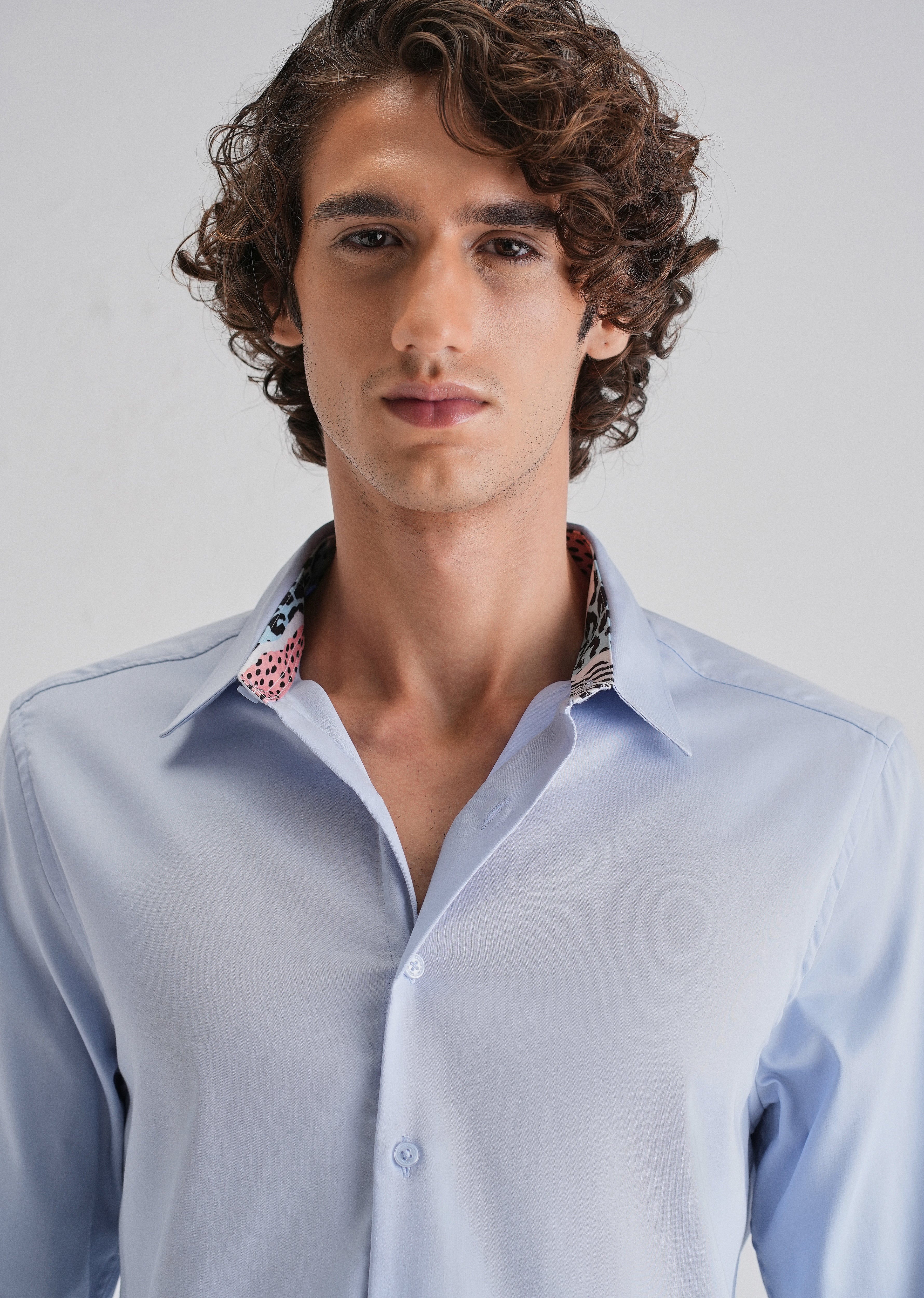 Blue Printed Cuff Shirt