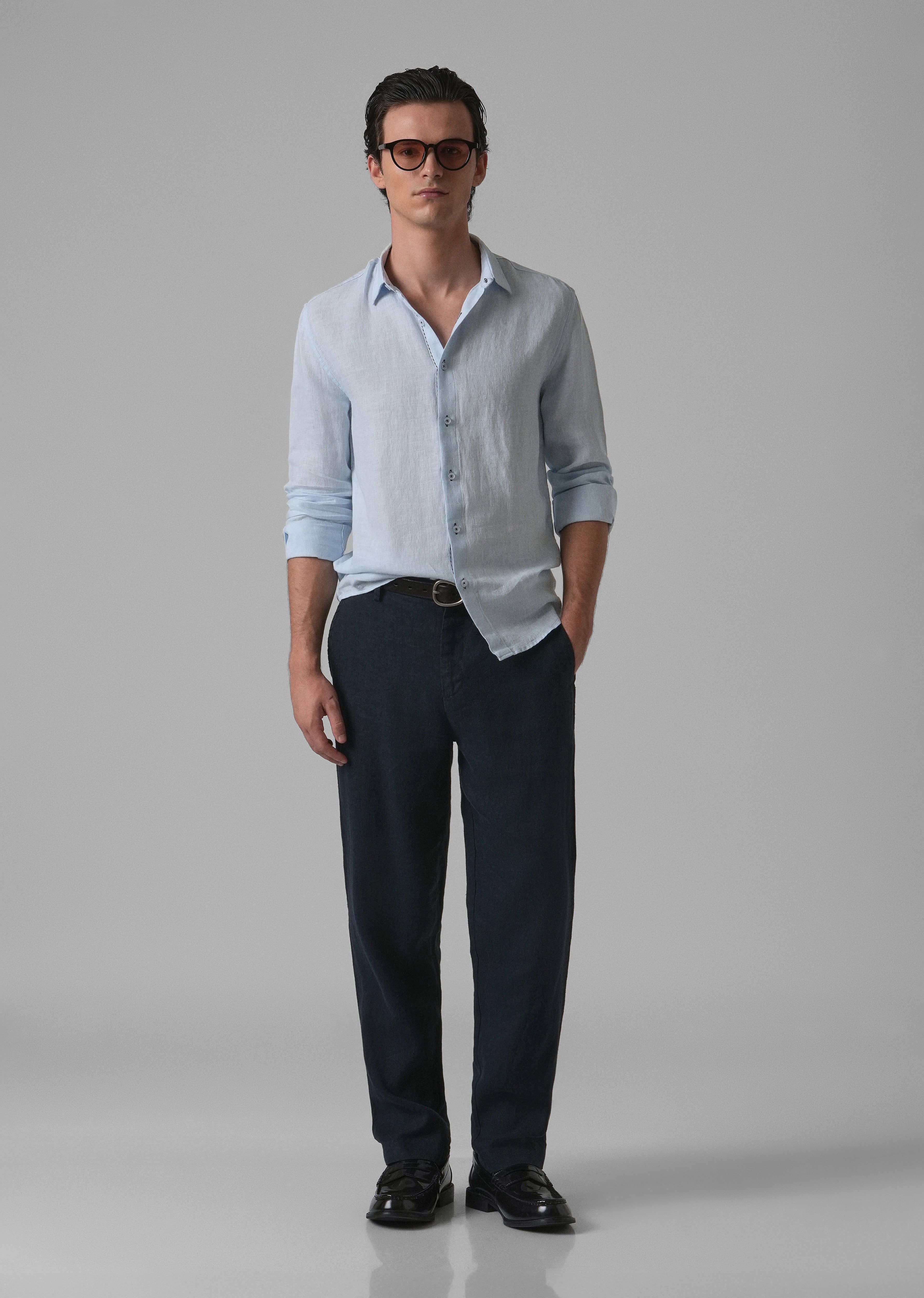 Blue Pure Linen Shirt