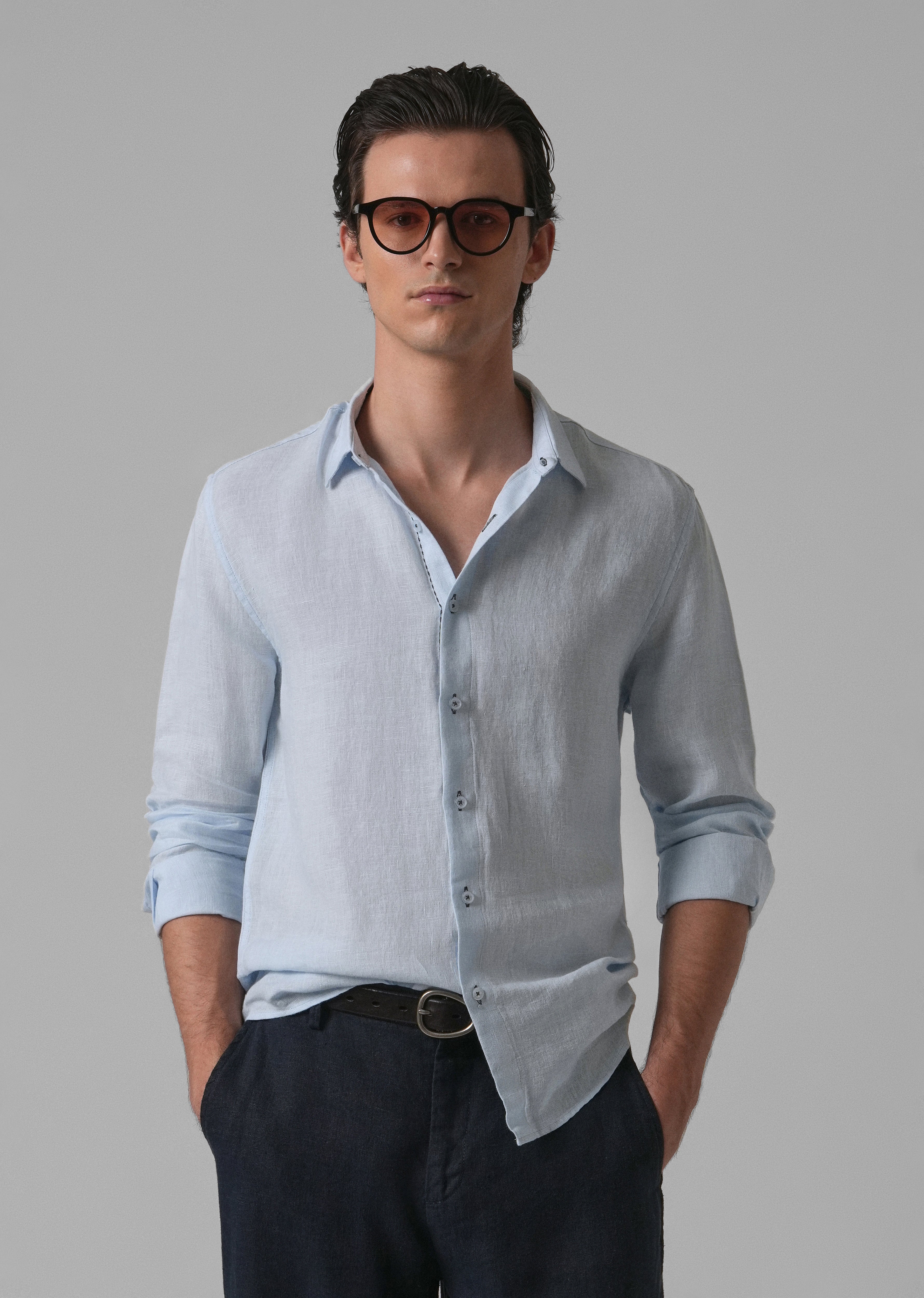 Blue Pure Linen Shirt