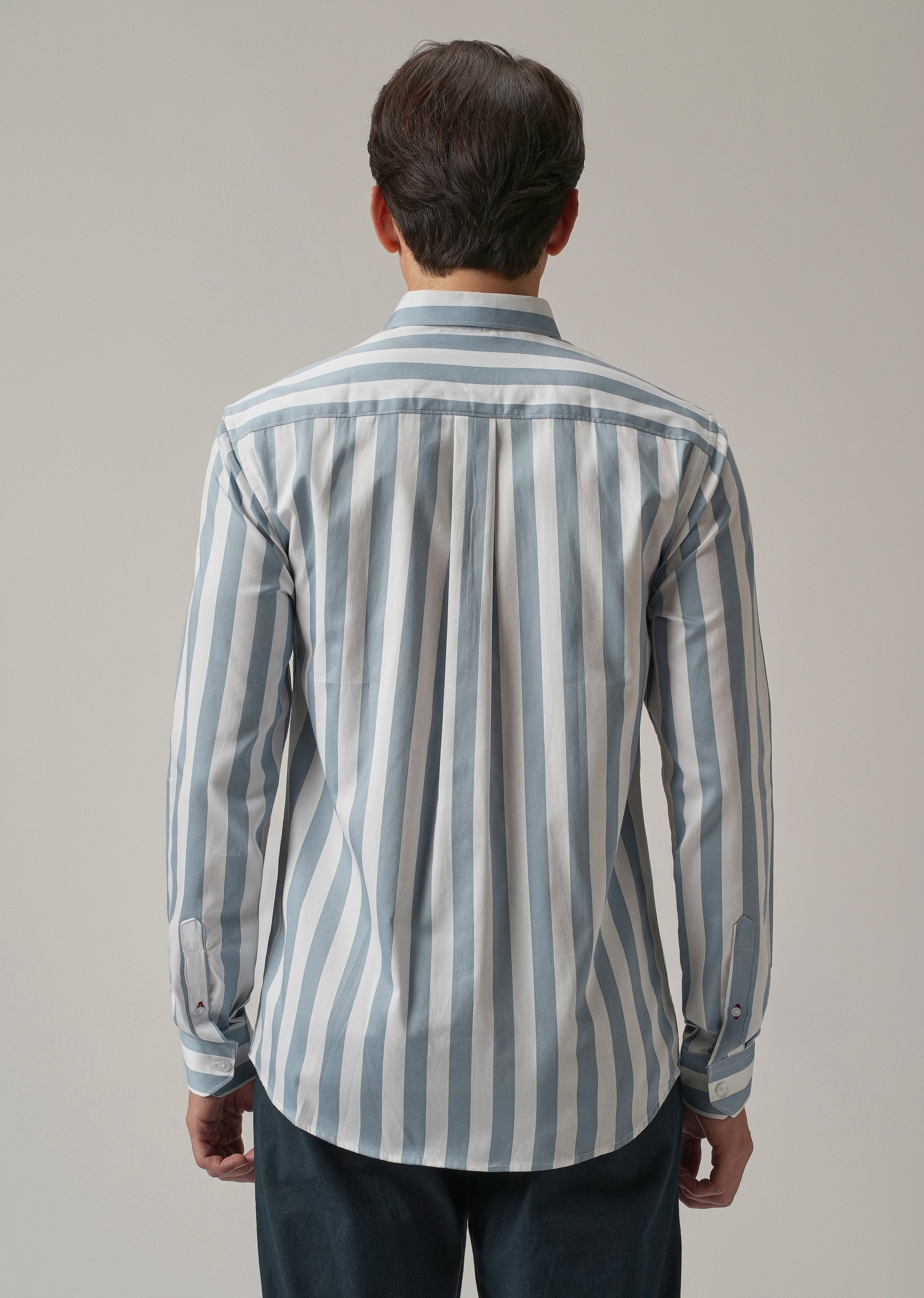 Blue Satin Striped Shirt
