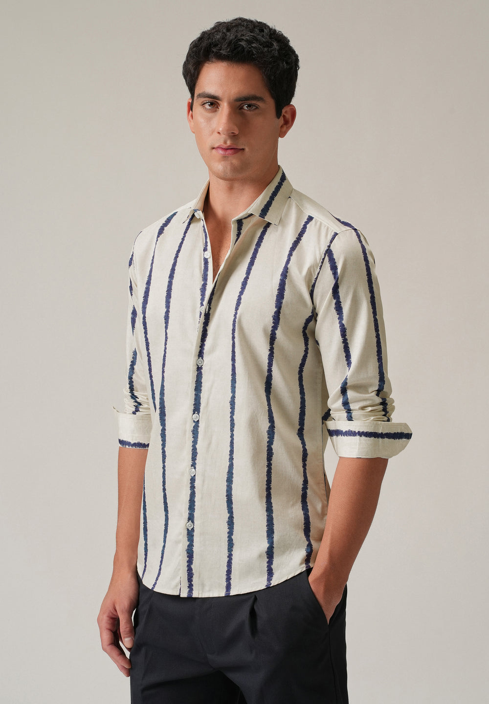 Blue Pinstripe Print Shirt