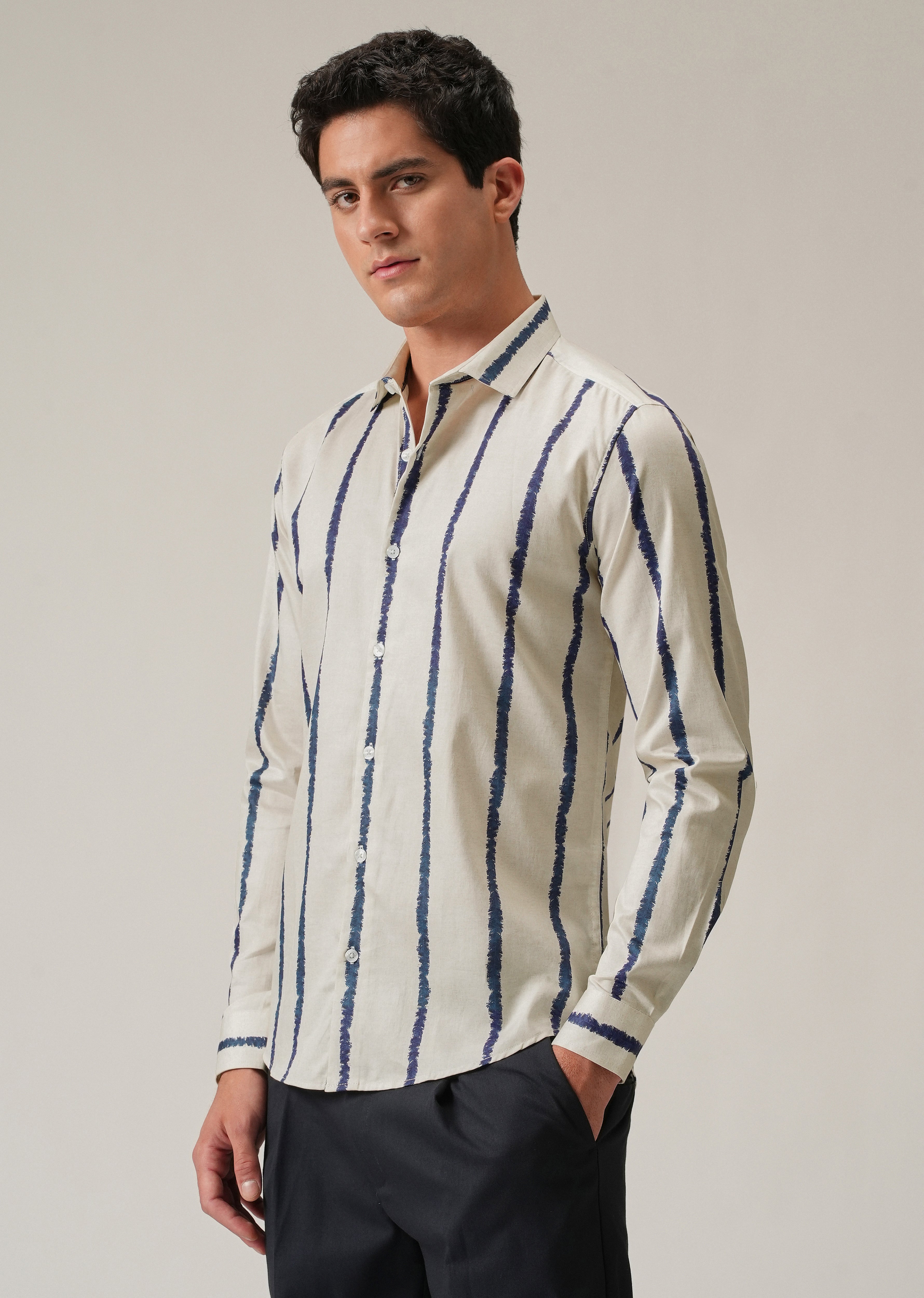 Blue Pinstripe Print Shirt