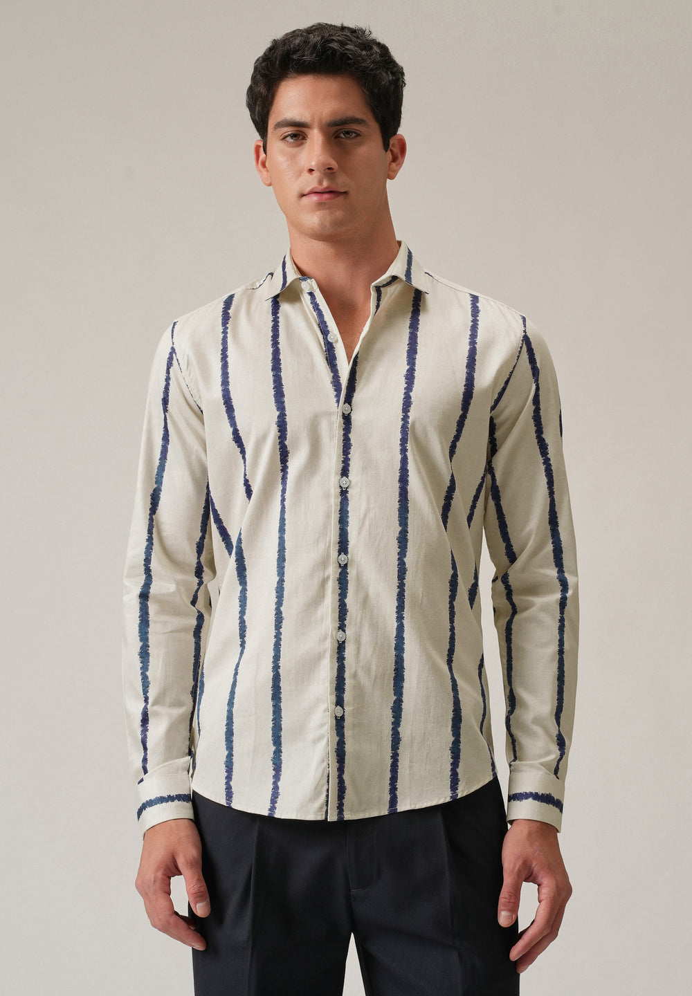 Blue Pinstripe Print Shirt