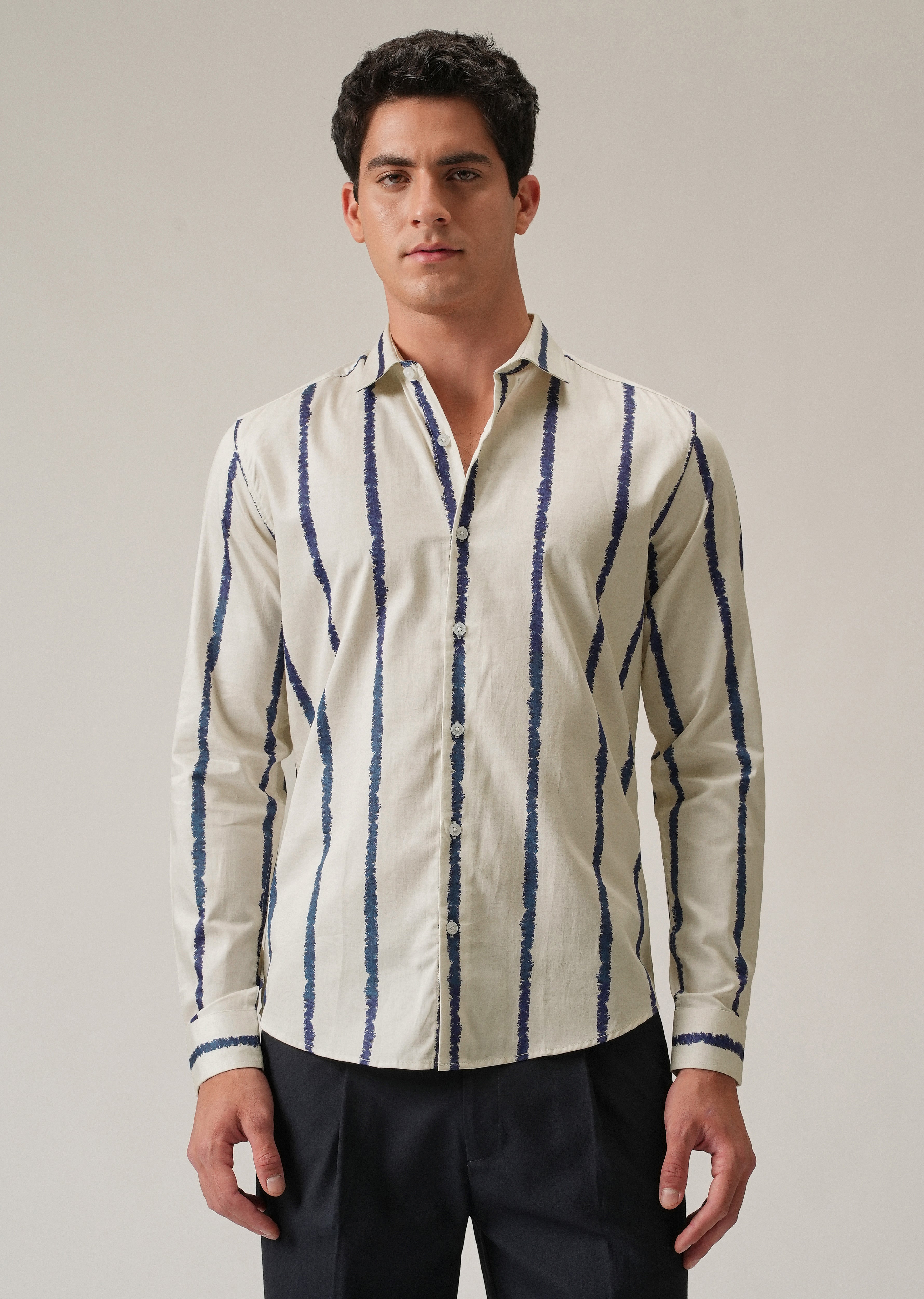 Blue Pinstripe Print Shirt
