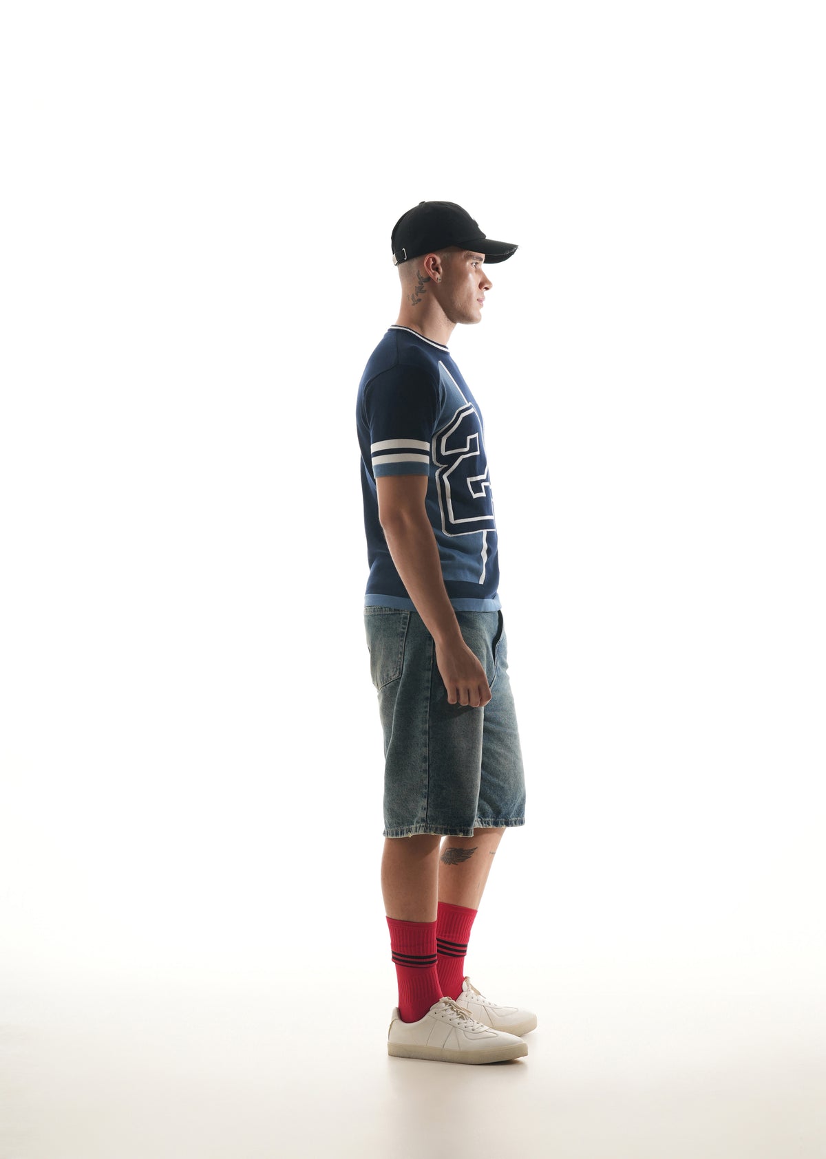 Blue Varsity Jacquard Knit T-shirt