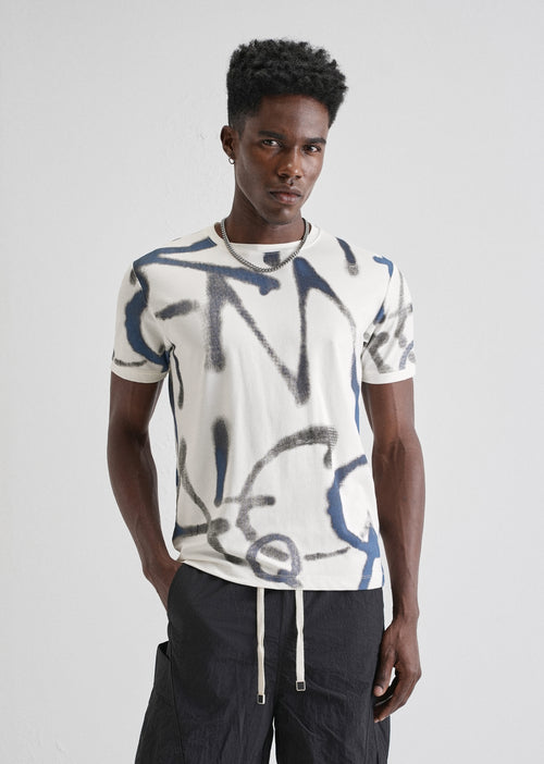 Blue White Printed T-shirt