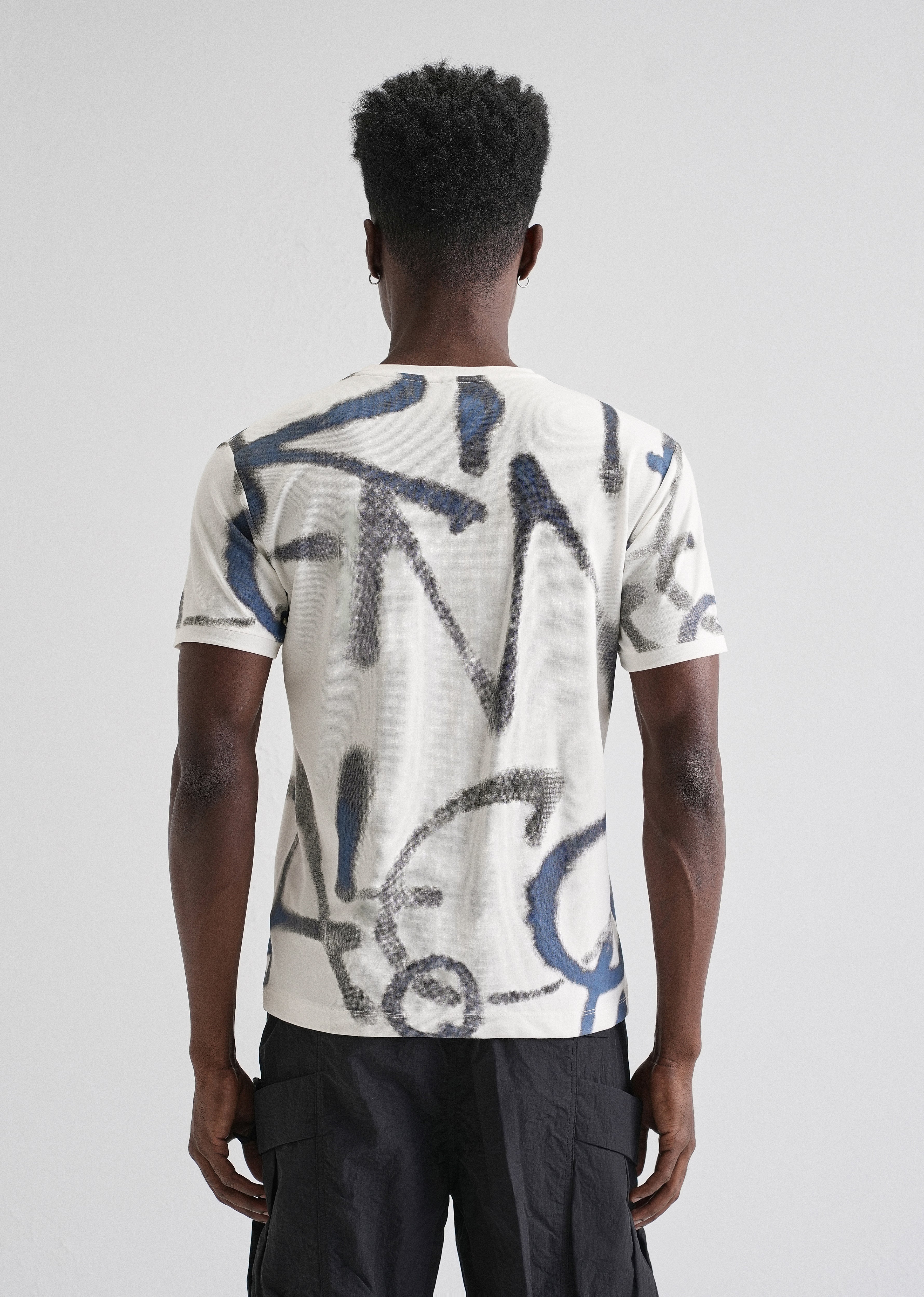 Blue White Printed T-shirt